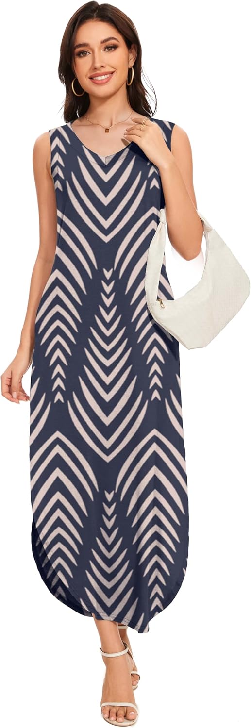 Women's Loose Sundress Long Dress Sleeveless Split Maxi Dresses 2026 Summer Beach Dress with Pockets - Image 4