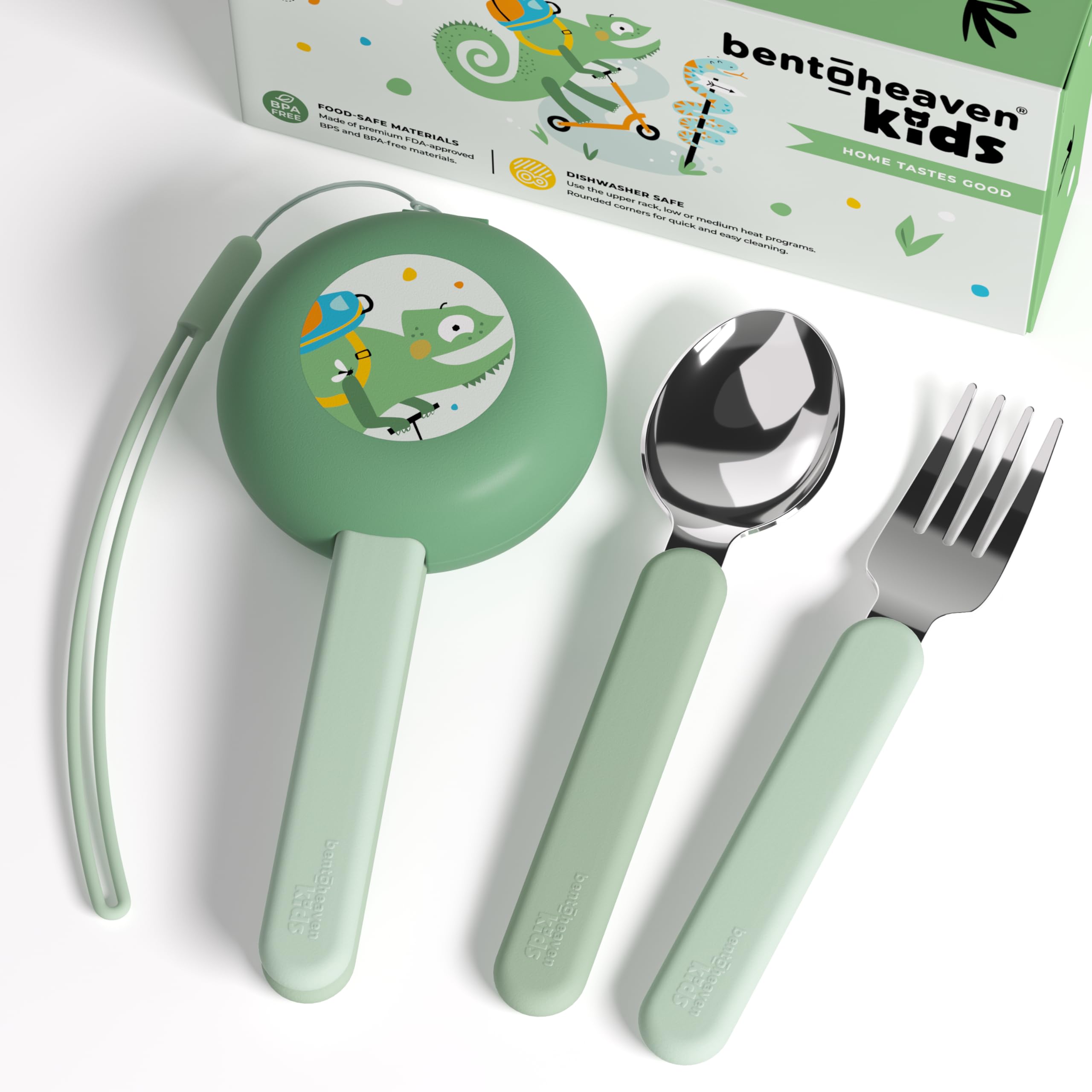 Talheres Infantis Bentoheaven - Aço Inoxidável Com Estojo, Seguro Para Lava-Louças