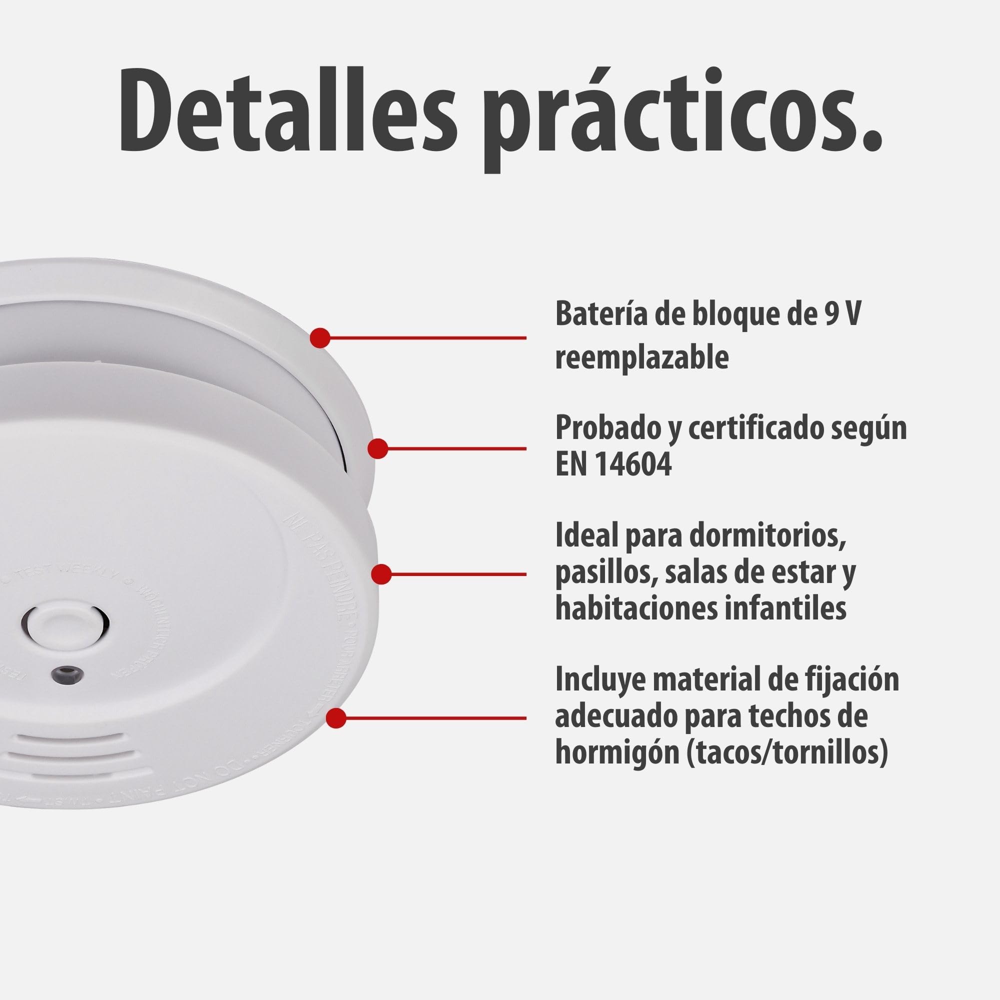 Brennenstuhl Detector de Humo RM C 9010 con Pila reemplazable (Probado según EN 14604, señal de Alarma penetrante, batería reemplazable) Blanco