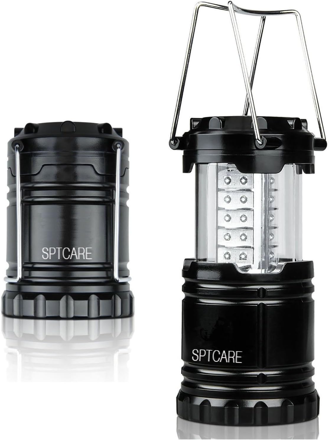 Portable Outdoor LED Camping Lantern - Collapsible - Suitable For: Hiking, Emergencies, Hurricanes, Outages - Multi Purpose - Lightweight - Water Resistant โ Black