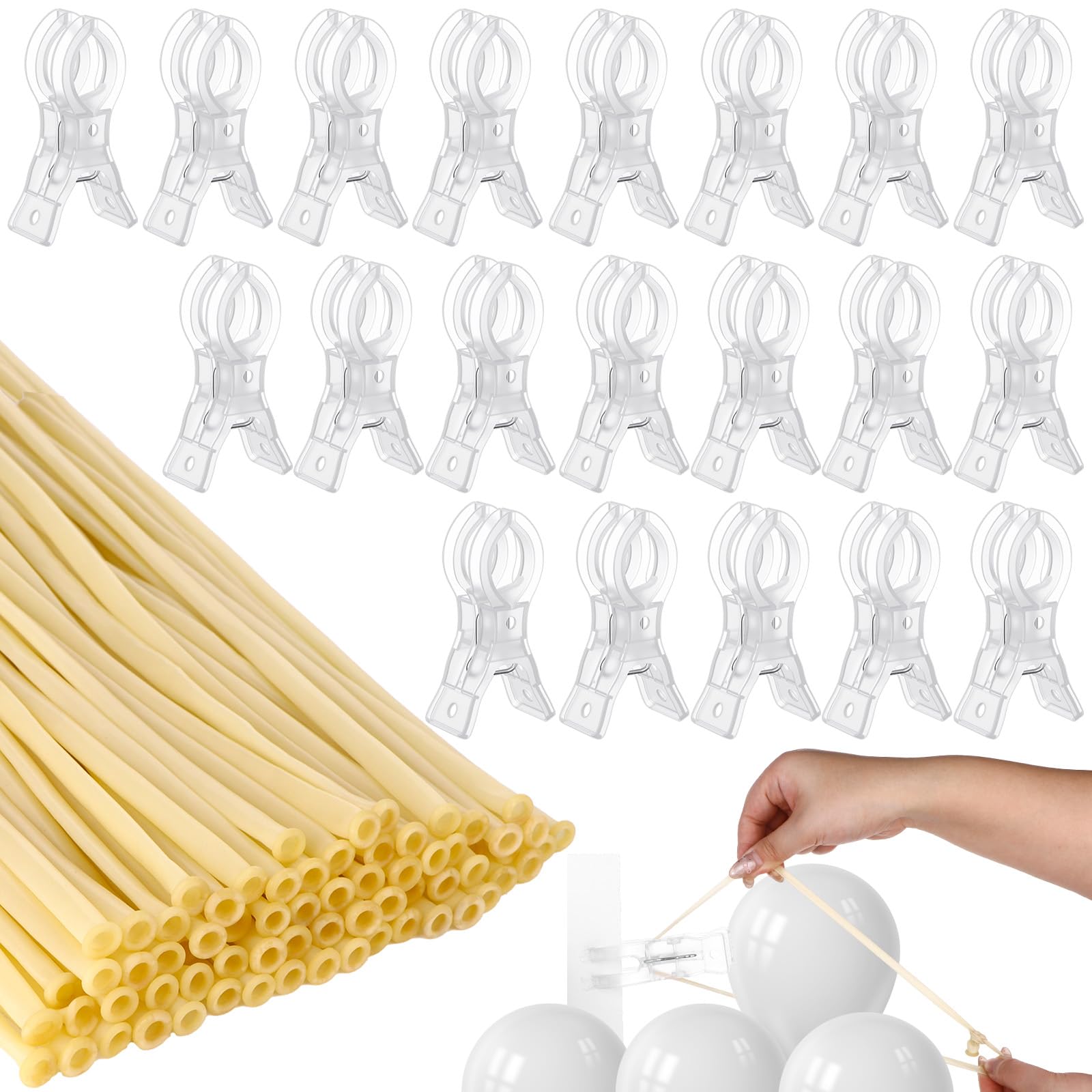 20 sztuk dużych klipsów do łuku balonowego, 8 cm, 200 szt., długie balony, 260 balonów, plastikowe, przezroczyste tło, zaciski sprężynowe, na powrót do szkoły, przyjęcie, ślub, artykuły