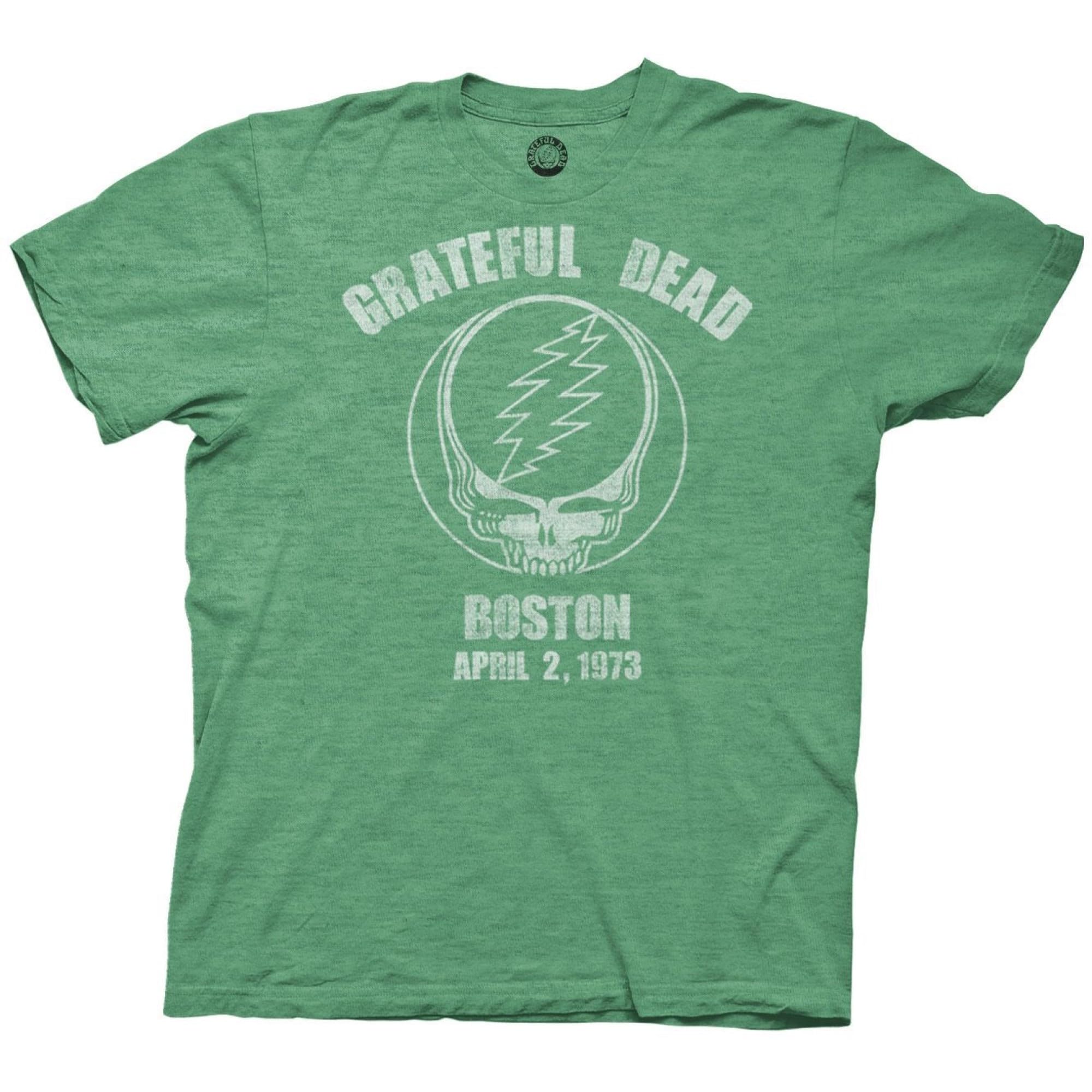 Ripple Junction Grateful Dead Men's Short Sleeve T-Shirt Steal Your Face Boston 1973 Vintage Stealie Heather Green Small