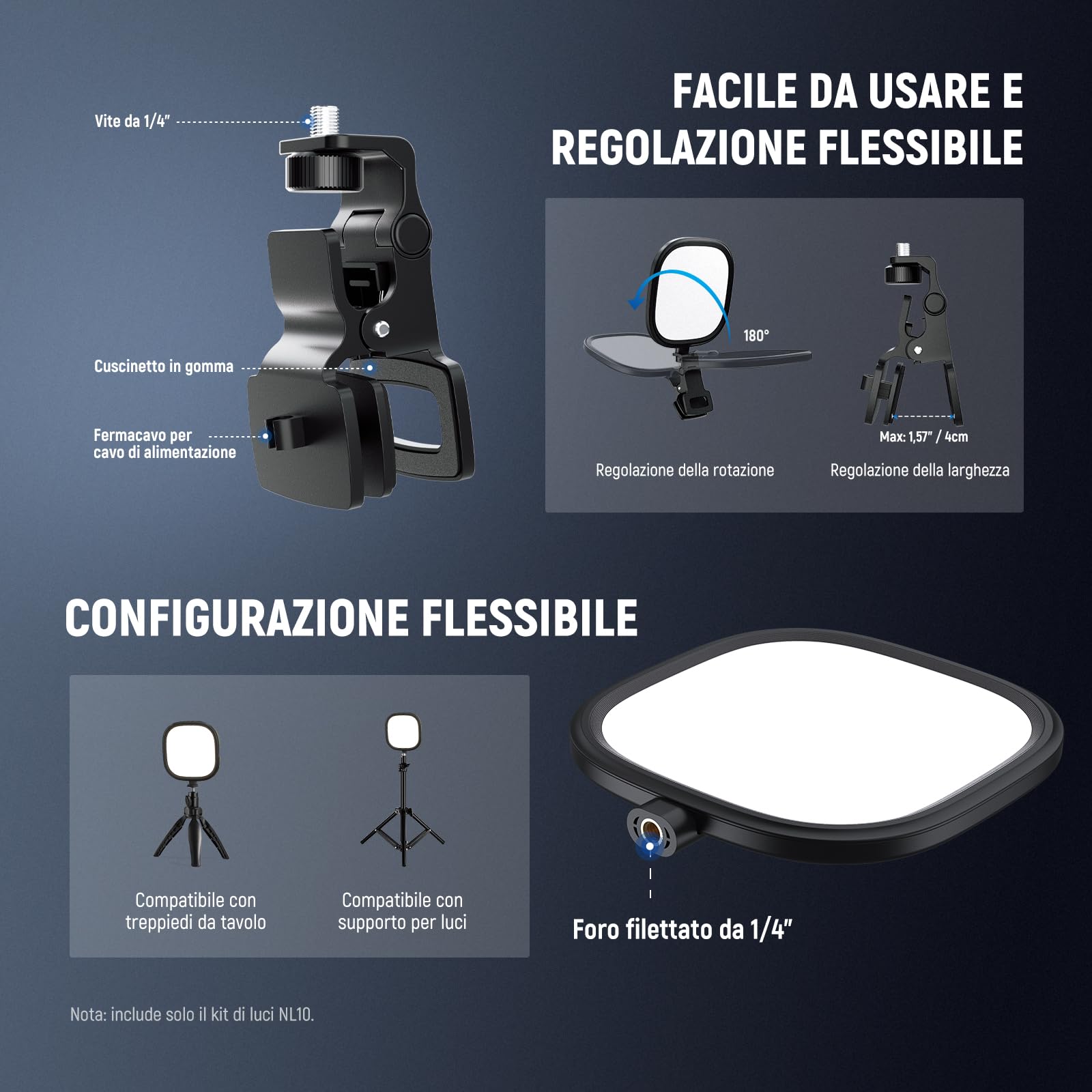 NEEWER Basics Luce Streaming LED da 10W 5”, Lampada da Scrivania USB a Schermo Intero Edge Lit con Clip Bicolore CRI95 per Monitor Laptop Computer Webcam Videoconferenza Zoom Call Registrazione, NL10