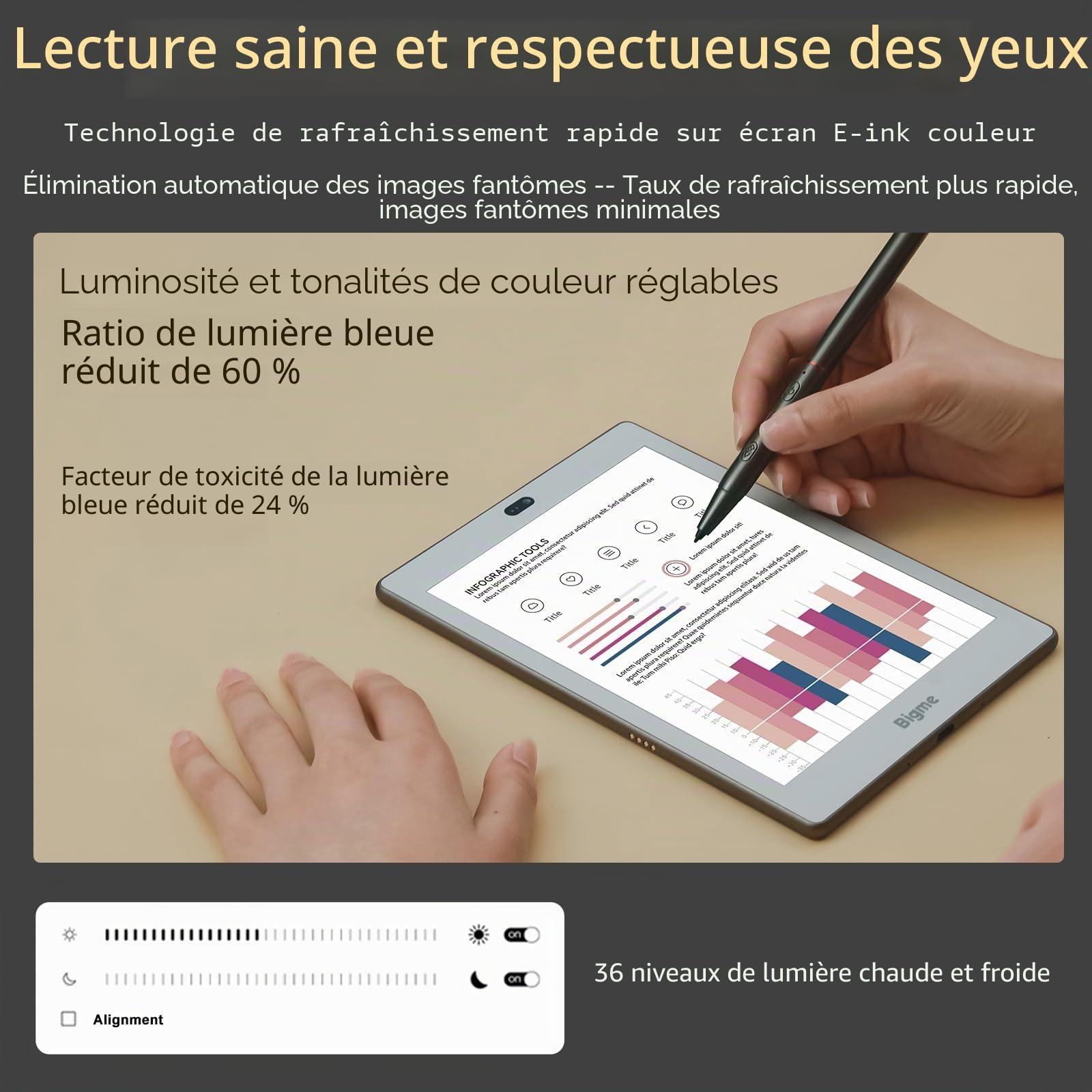 Bigme S6 Color Plus E-Ink Tablet pour Ebook Lecture