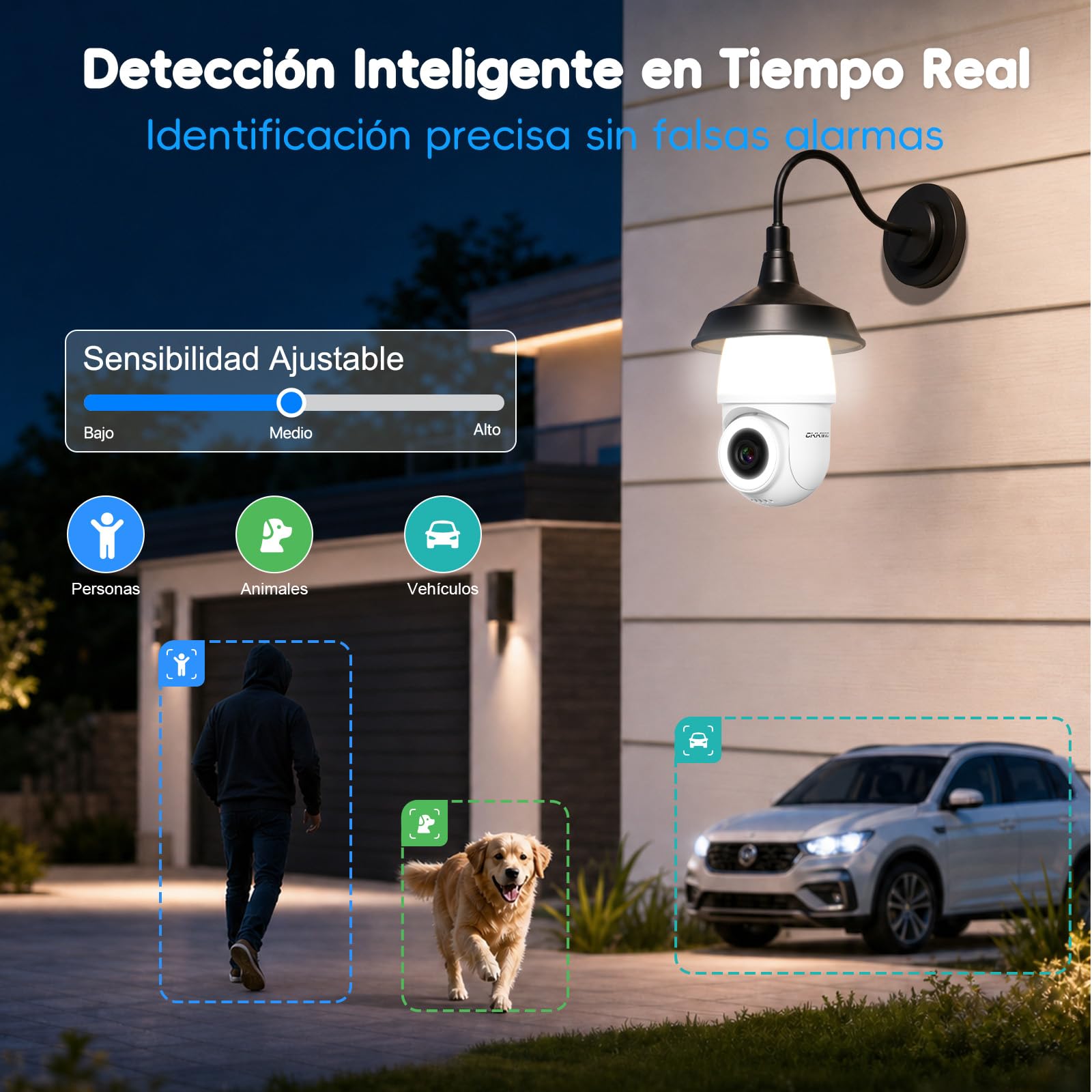 2K Telecamera Lampadina WiFi Esterno per E27 Portalampada | 2.4/5GHz Videocamera di Sorveglianza Interno con Visione Notturna a Colori, Inseguimento Automatico, PTZ, Allarme, Alexa
