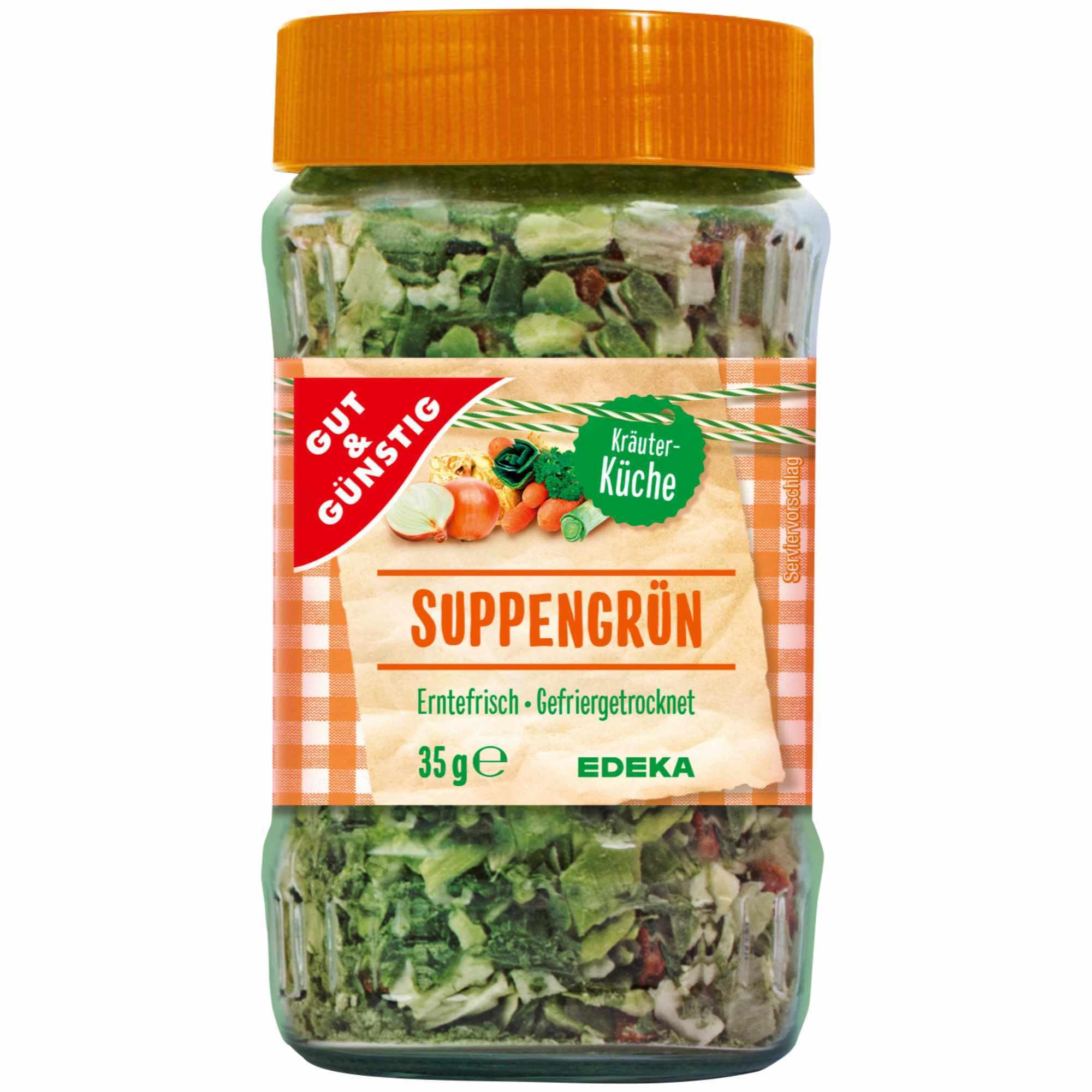 Gut&Günstig Suppengrün gefriergetrocknet 12er Pack (12x35g Dose) + usy Block