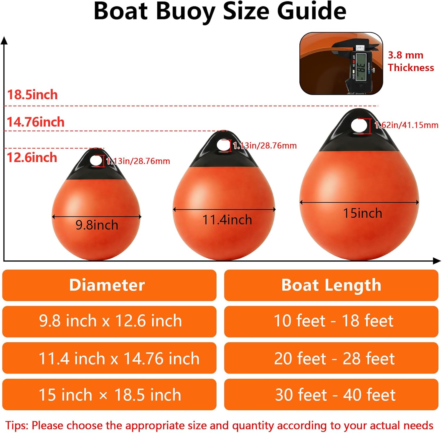 Boat Buoy Balls 10 Inch 12 Inch 15 Inch, Inflatable Mooring Buoys with Pump, Marine-Grade Vinyl Boat Fenders Round with Reinforced Eyelets for 10'-40' Boats Protection Marking Multi Color - 2/4/8 Pack