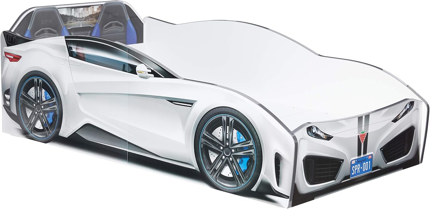 Cilek Spyder Race Car Toddler Bed Frame, Toddler White