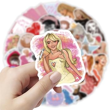 50 Pack Sabrina Stickers, Pop Singer Waterproof Sticker, Personalized Sticker Cute Trendy Music Stickers for Kindle, Water Bottles, Book, Skateboard, Laptop, Guitar, Suitcase (Pink-A)