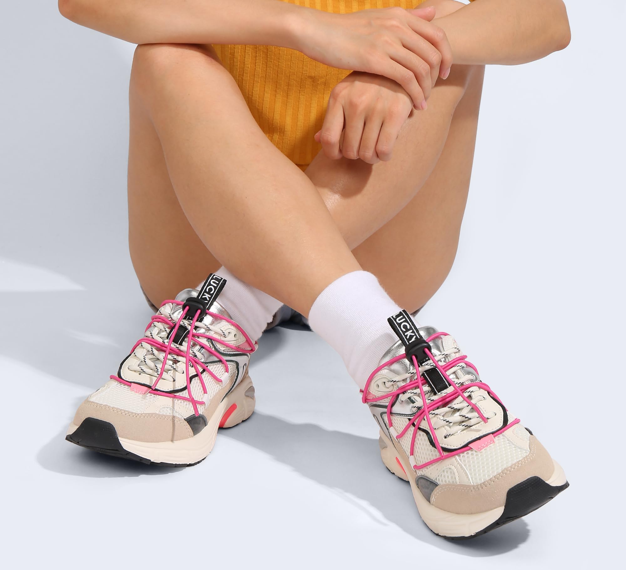 LUCKY STEP Zapatillas Deportivas Mujer con Plataforma, de Malla y Cordón Ajustable para Running, Gimnasio, Trabajo y Estilo de Vida Casual y Deportivo