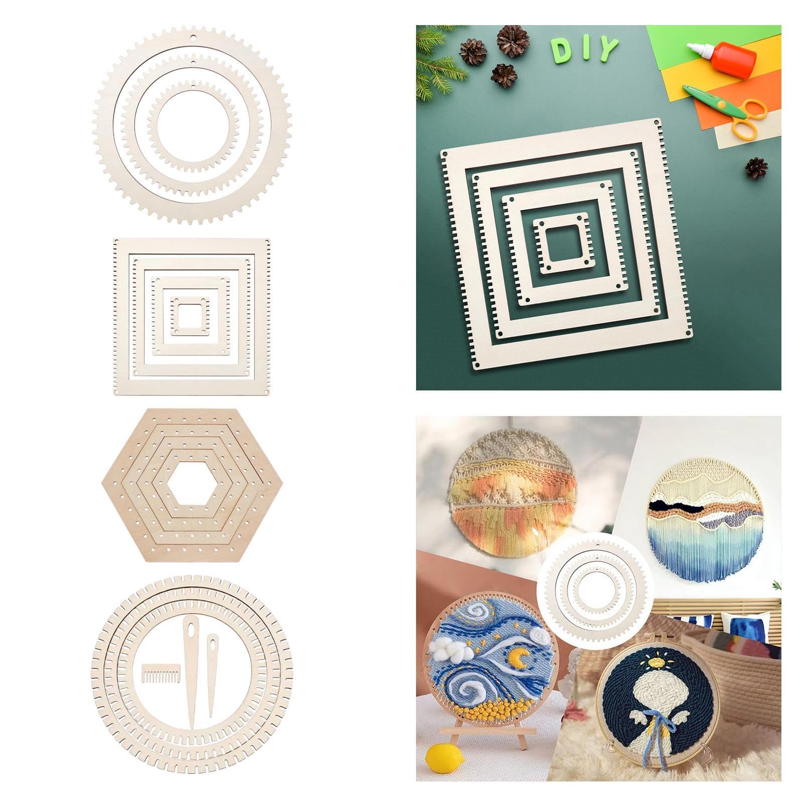 SNAPPSY Wood Weaving Looms Weaving Tools for Wall Decoration Table Mat Hanging Decor Round 3pcs Set-image-27