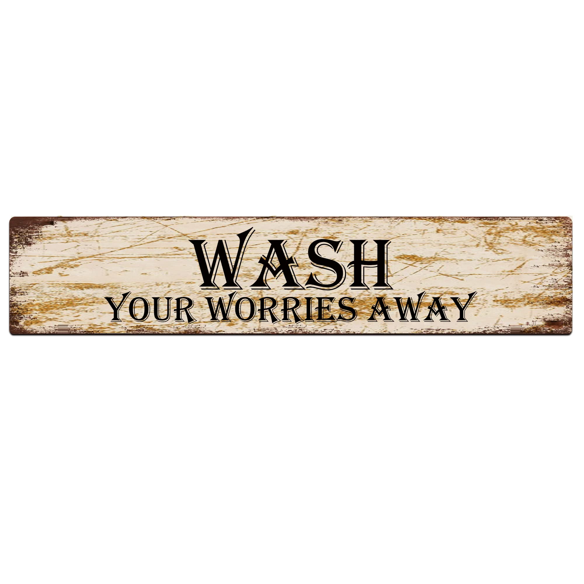 Wash Your Worries Away Retro Tin Signs Aluminum Metal Sign for Kitchen Home Garden Wall Bar Cafe Decor 4x16 Inch