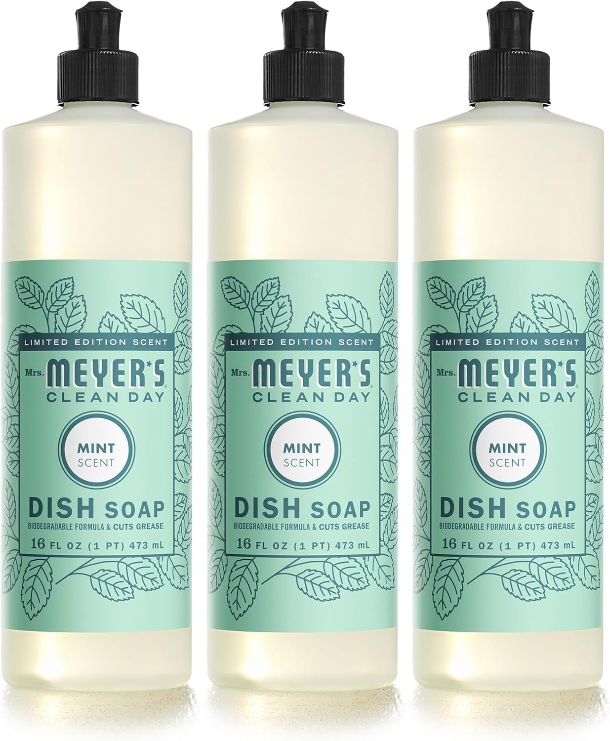 MRS. MEYER'S CLEAN DAY Liquid Dish Soap, Limited Edition Mint, 16 fl. oz - Pack of 3