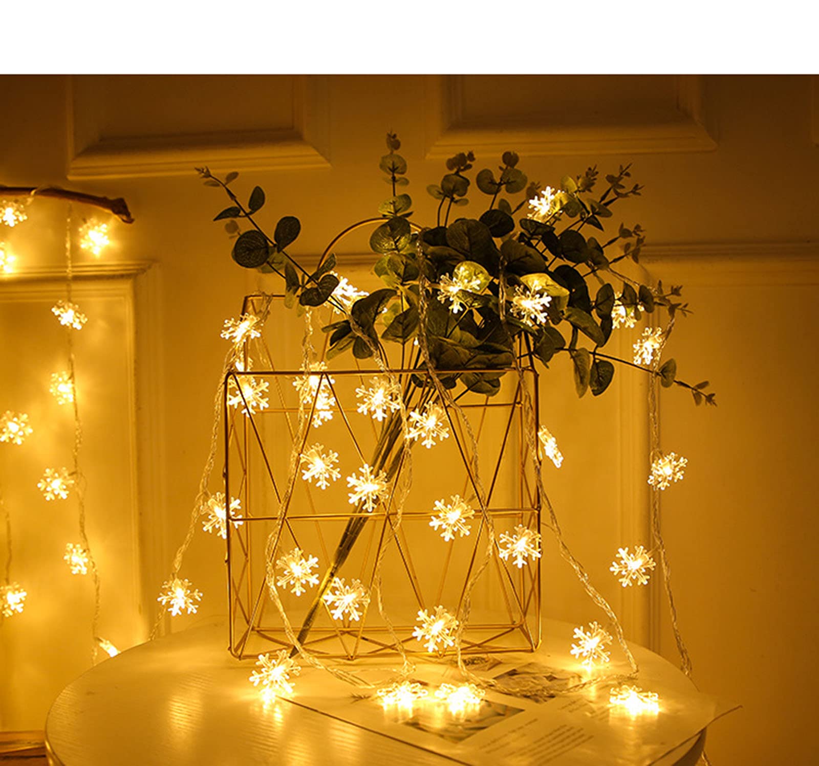 guirlandes lumineuses led flocon de neige, guirlandes lumineuses de décoration d'Halloween et de Noël, guirlandes lumineuses étanches, batterie, plug-in, méthodes d'alimentation multiples usb (prise d