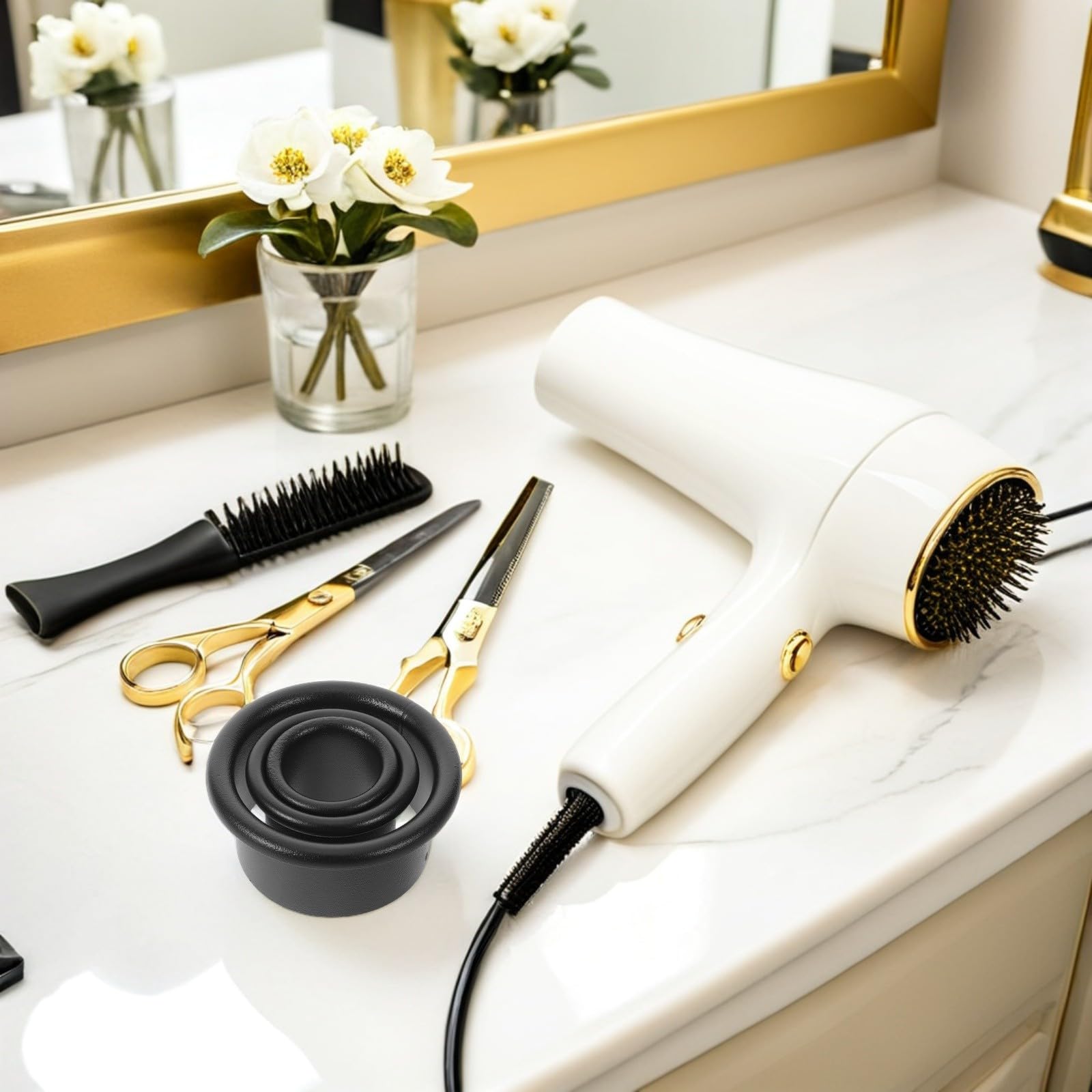 VILLCASE 6 Piezas Soporte y Inoxidable Negro de o Secador de Acero Pelo para Alta Eficiencia de Organización Fiabilidad para Estación de Barbero Mesa