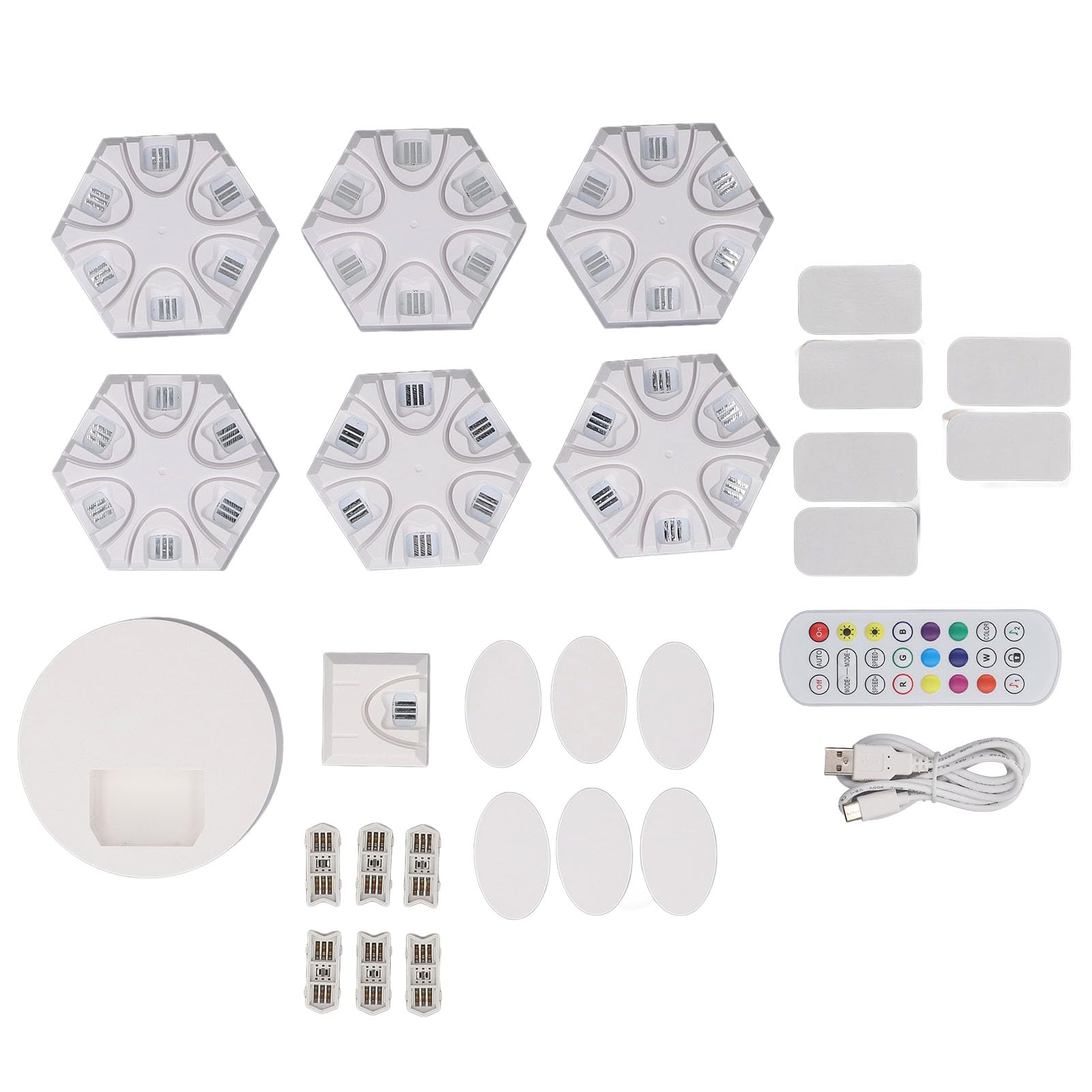 EVGATSAUTO LED Hexagon Wandpanel Set, 6 RGB Panels, Gaming Beleuchtung mit Fernbedienung, Stimmungslicht für Wohnzimmer