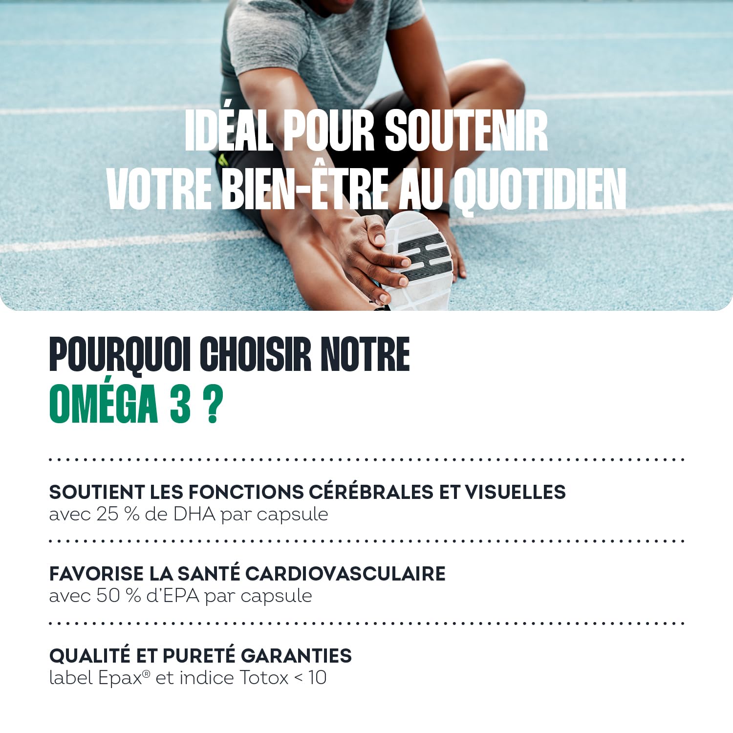 Impulse Nutrition - Oméga 3 concentrés 50% EPA / 25% DHA - Qualité Epax® - Pureté Totox <10 - Certifiés Friend of the Sea - Complément alimentaire Bien-être & Performance - Fabriqué en France