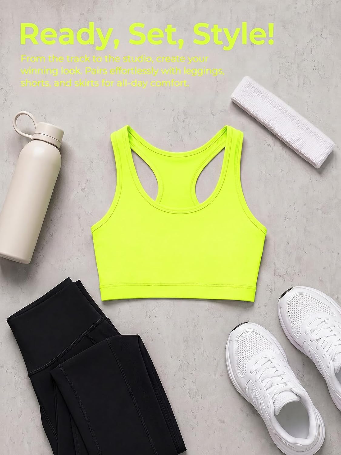 Haloumoning Girls Racerback Sports Training Bra Active Yoga Dance Crop Tops