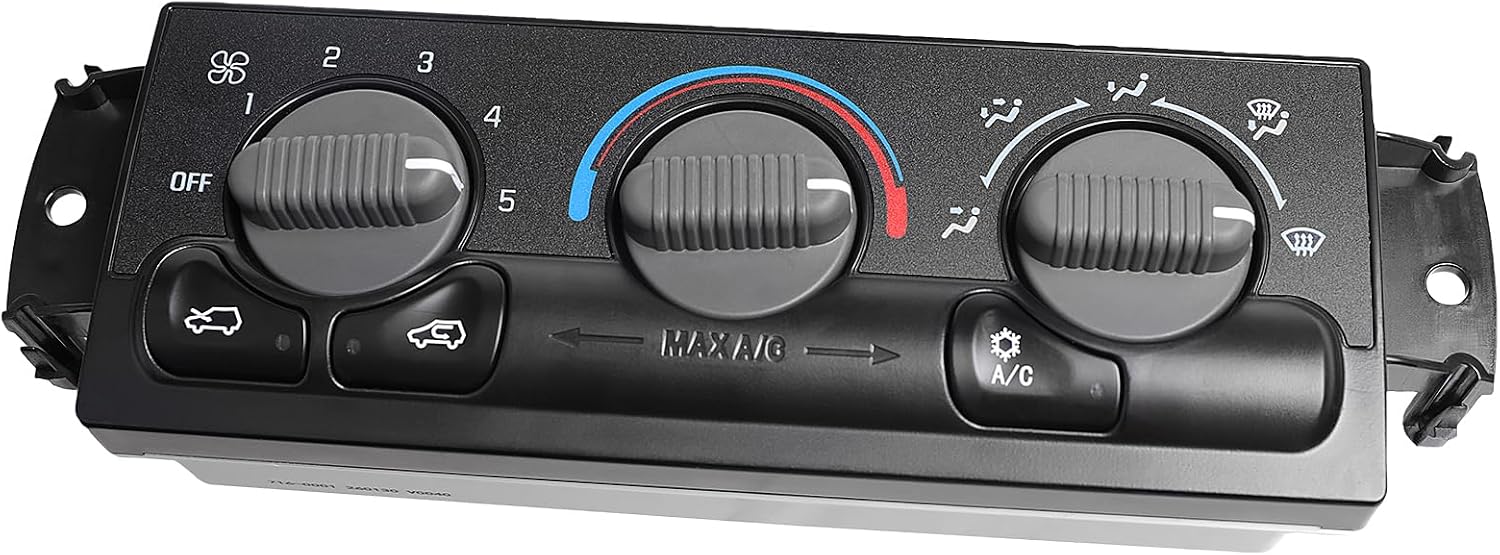 Front HVAC Climate Control Module Panel Fit for GMC 1999-2002 Sierra Chevy Silverado 1500 2500, Tahoe Suburban Yukon, Manual A/C Heater Control Switch Replaces 599-266 15054697 15753264 19244873