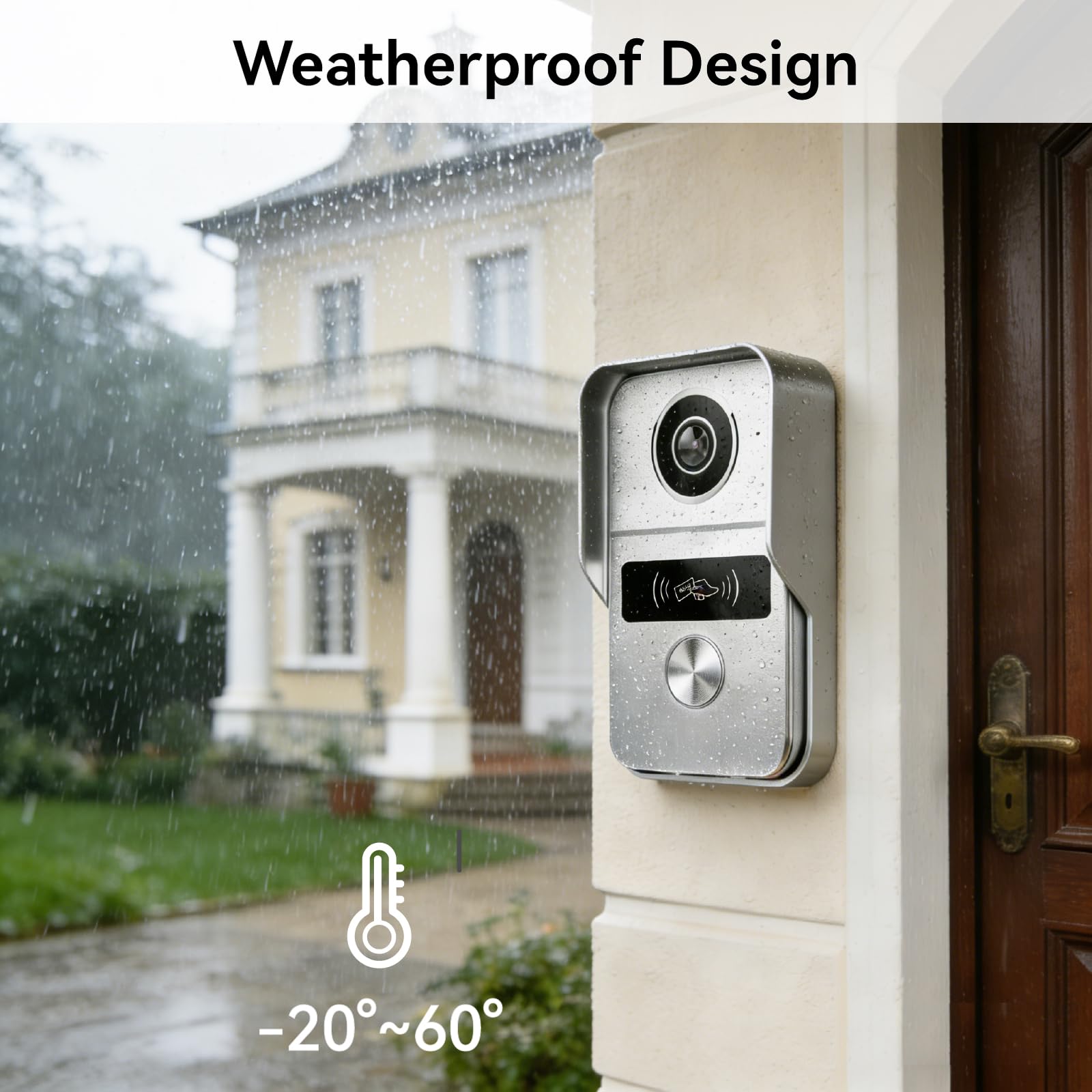 2-Wire Video Domofon System, Wideodomofon, Wideodomofon, Zdalne odblokowywanie drzwi/bramy, Kontrola dostępu RFID, 7-calowy ekran dotykowy, Wykrywanie człowieka