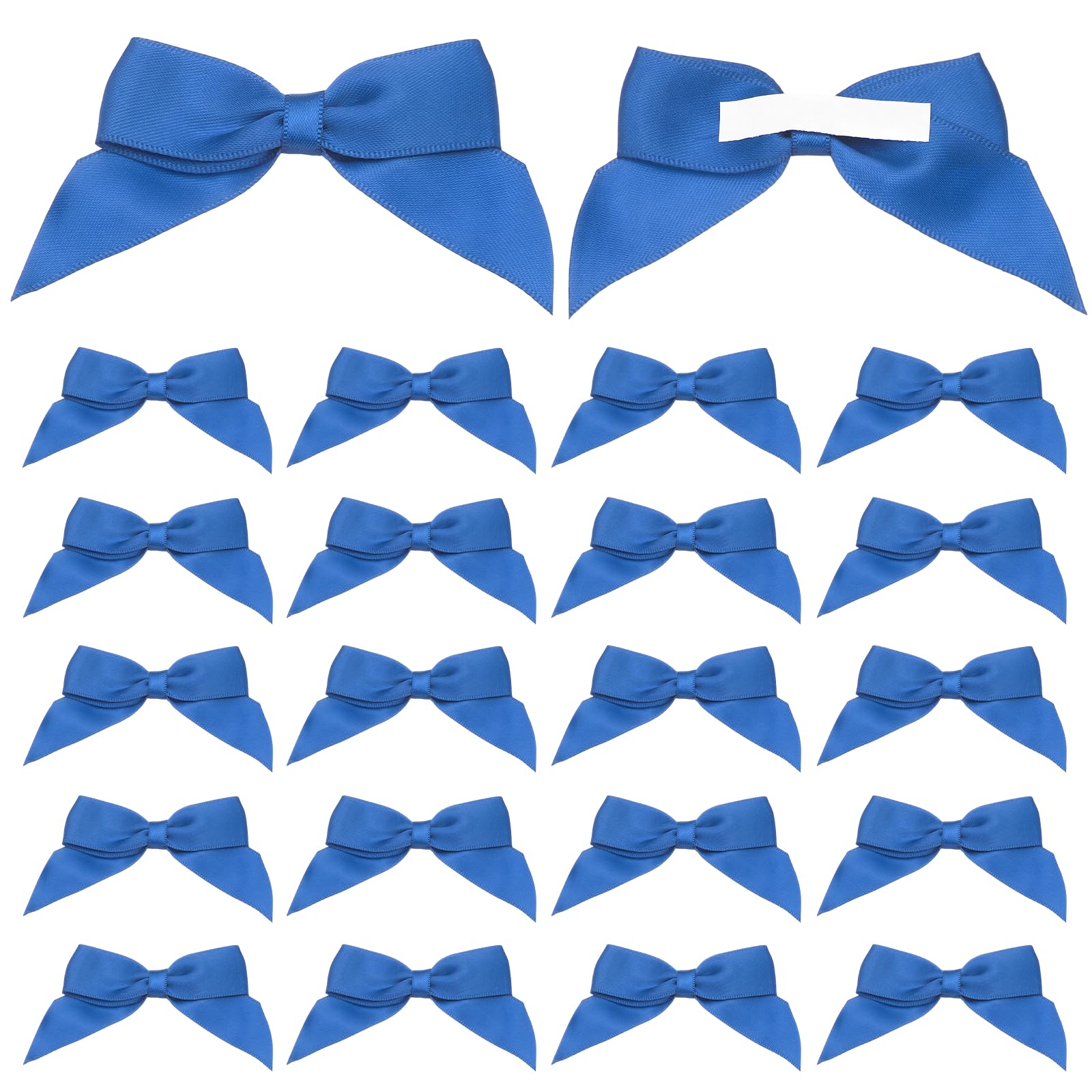 sourcing map 25 Pcs Satin Ribbon Bows, 2.5" Self Adhesive Satin Bows Premade Craft Bow with Double-Sided Tape for Gift Wrapping Making Crafts Birthday Party Wedding Decorations, Dark Blue