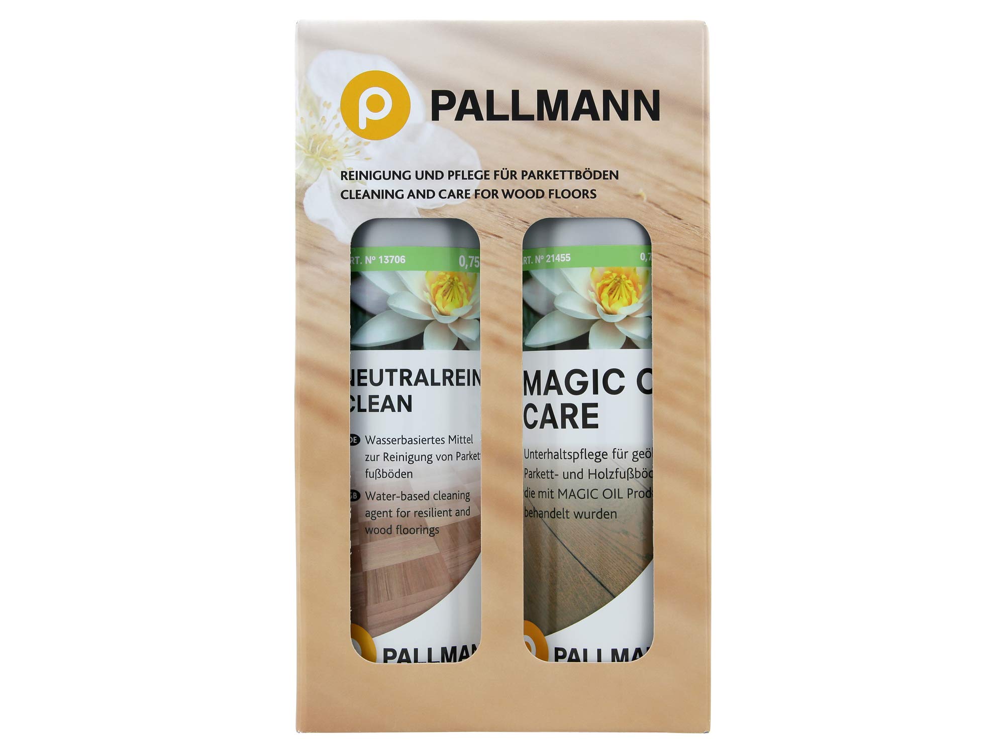 HEVO® Pallmann Vollpflege Set für geölte Parkett- und Holzfußböden - 1x Magic Oil + 1x Neutralreiniger je 750ml