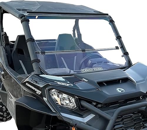 Miniatura 3 de Clearly Tough Can-Am Commander (2021 y posteriores)  Parabrisas plegable completo, resistente a los arañazos, poliéster prémium (Lexan MR10) con