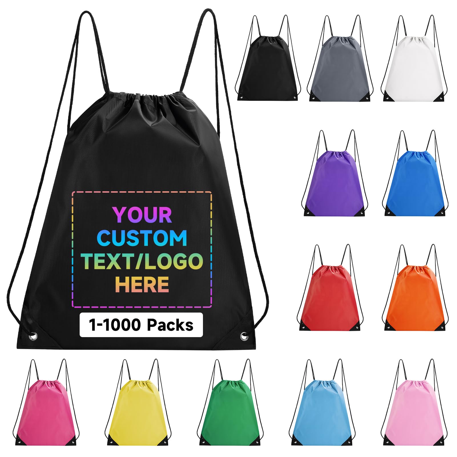 Custom Drawstring Backpacks With Your Logo 10 Pack Personalized Text Drawstring Bags String Bag Bulk Great for Travelling