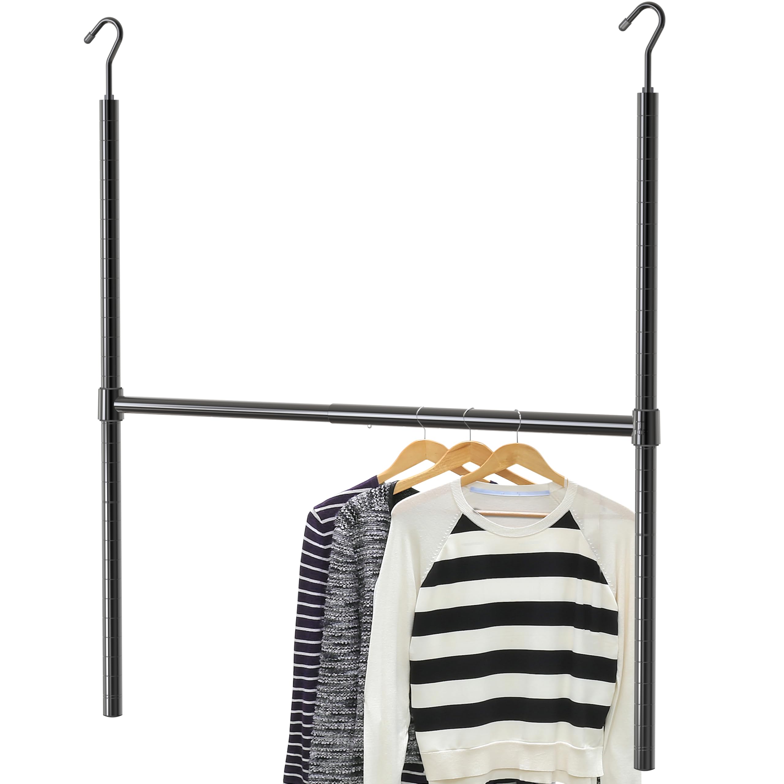 SimpleHouseware 18 to 30 Inch Adjustable Closet Hanging Rod, Black