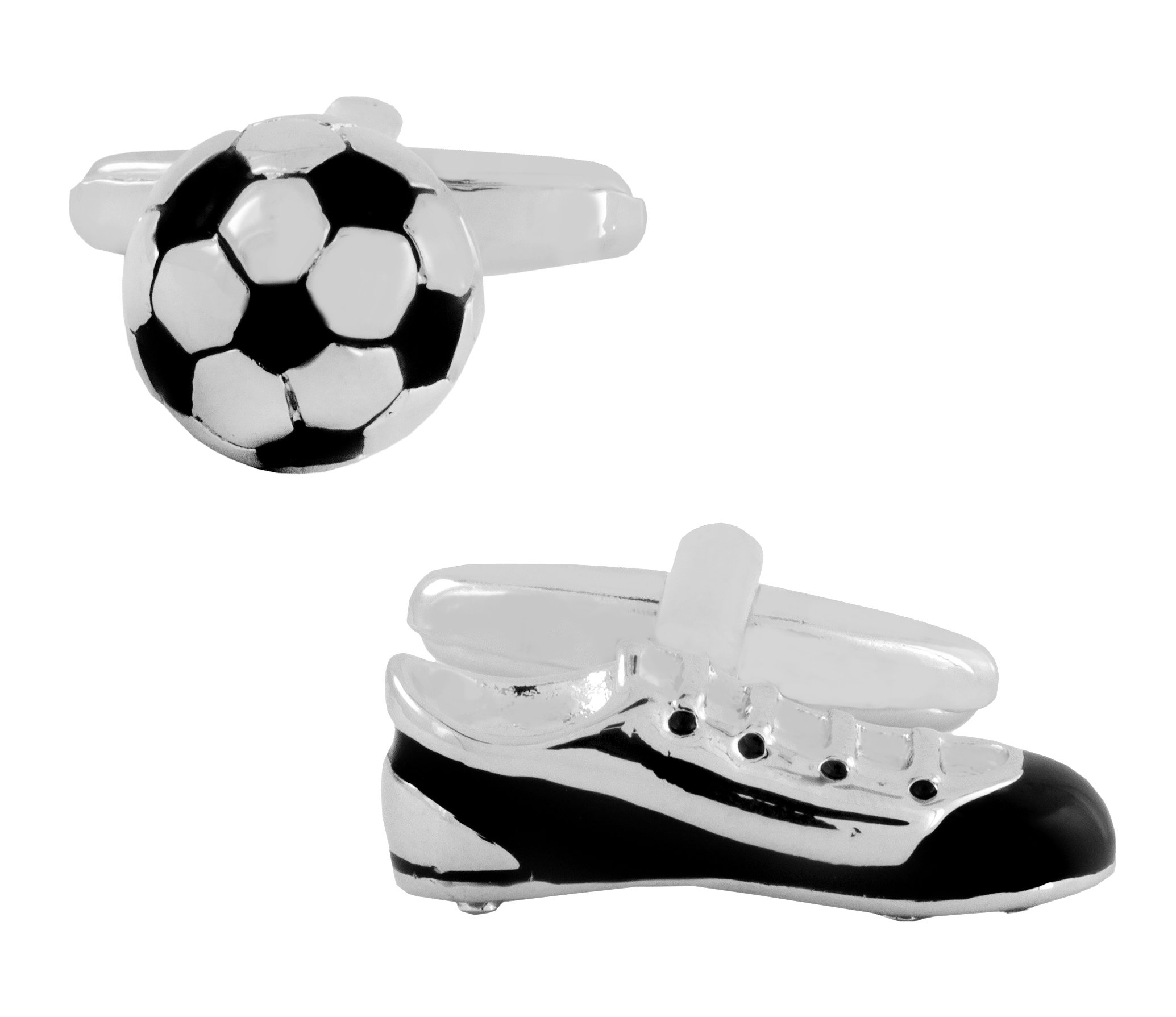 Formal Shirt Football Shoe Black Silver Plated Rhodium Cufflinks for Men-image-41
