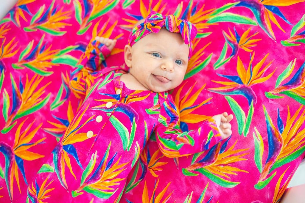 Bird of Paradise Fitted Crib Sheet, Made from Viscose from Bamboo and Spandex Material, Fits Standard Crib and Toddler Mattresses, by Florida Kid Co.