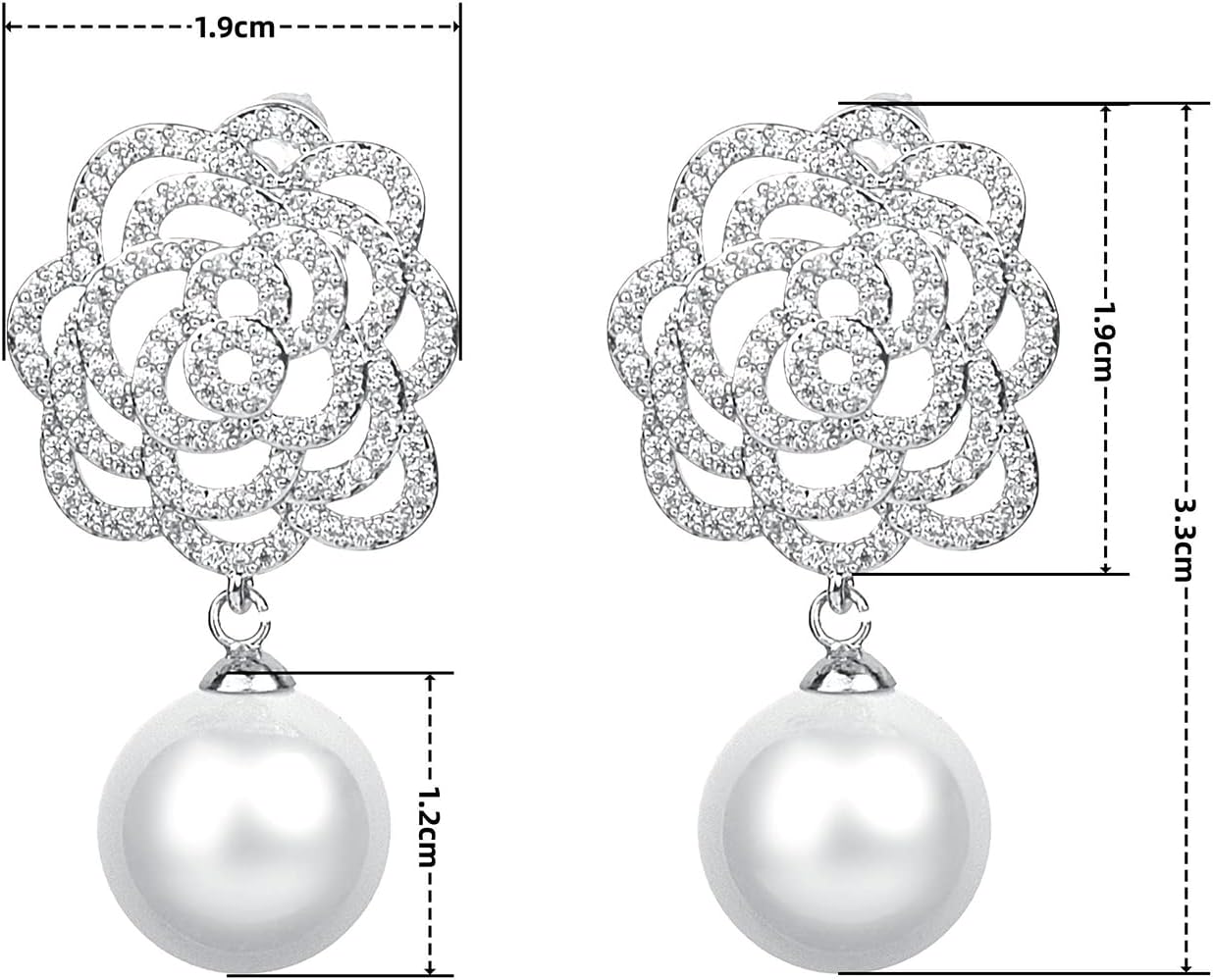 Fashion women's Charm Earrings Imitation Pearl Elegant Rhinestone Stud Earrings - Image 2