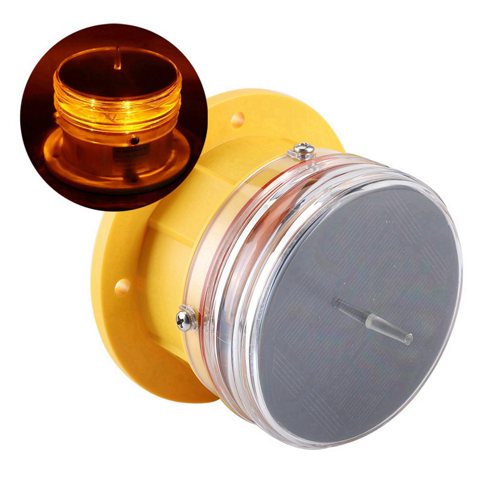 aqxreight Luce di Segnalazione Marina Solare, Lampada Lampeggiante a 360 | Copertura PC Antiurto, Supporto Nautico, Luce Laterale, Batteria Li-ion, IP68