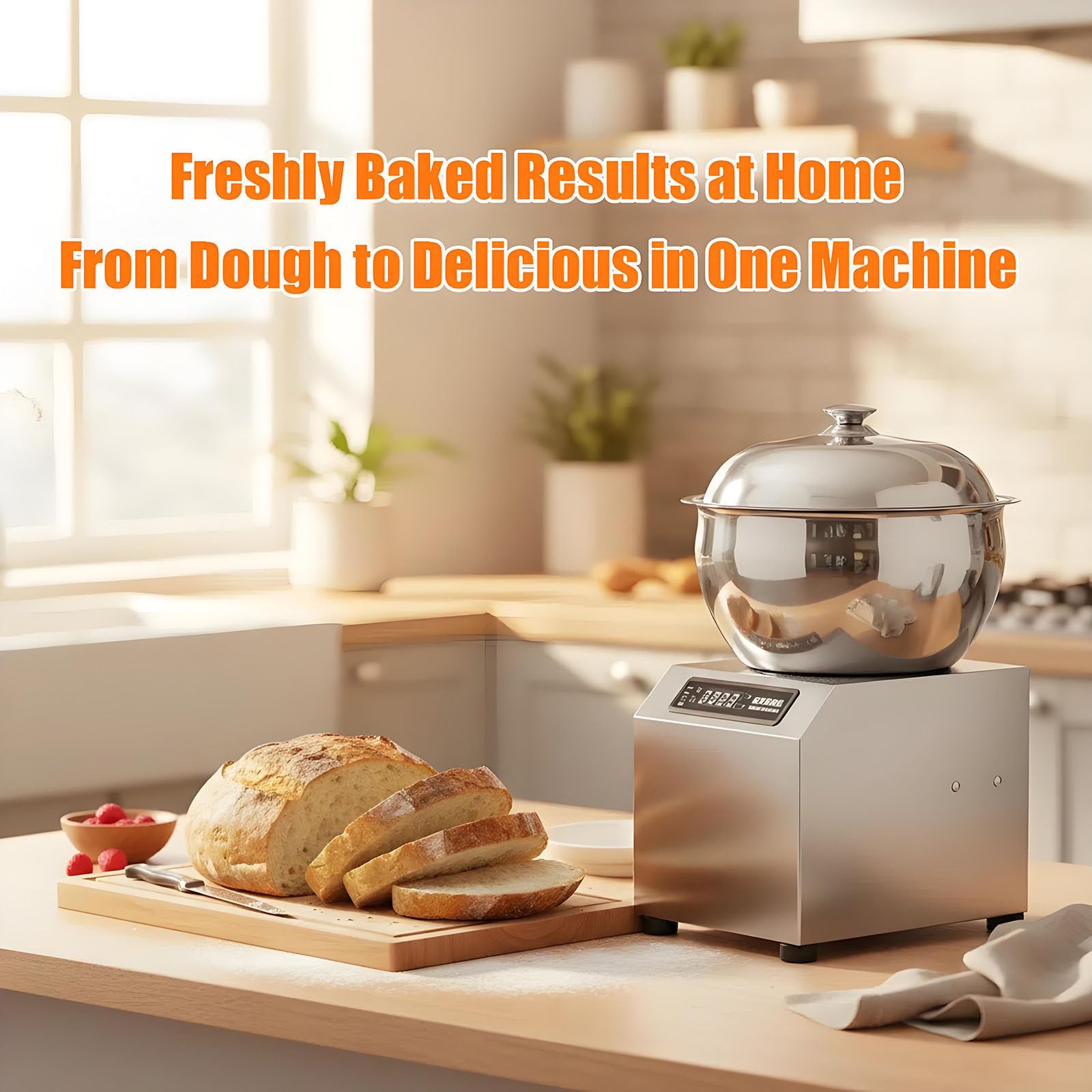 Impastatrice Elettrica, Impastatrice Professionale per Farina, Impastatrice a Spirale per Impieghi Gravosi per Pizza E Pane, con Funzione di Temporizzazione E Riscaldamento 8kg