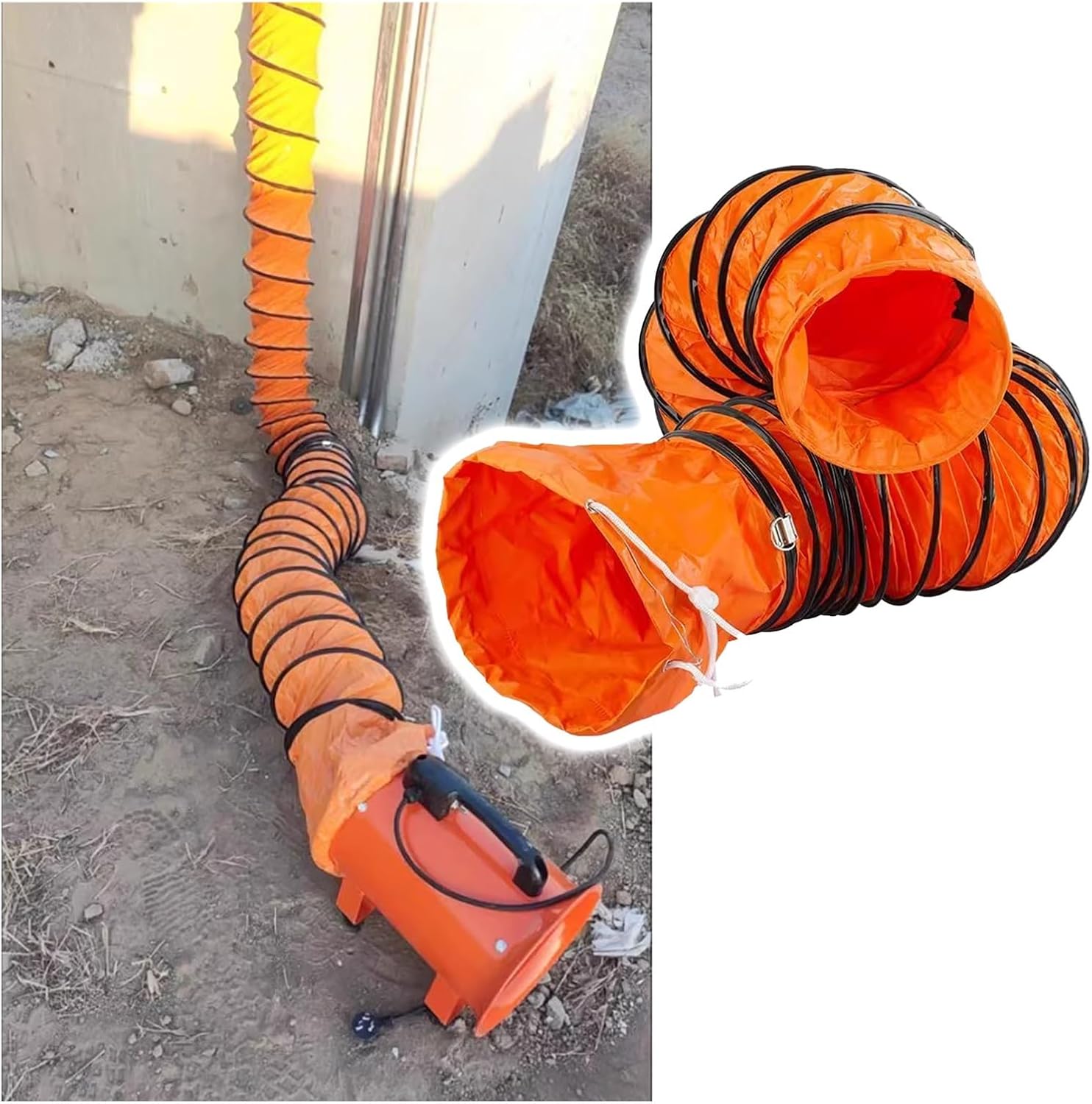 Exhaust Telescopic Hose,Heavy-Duty 8" Insulated Flex Ducting Hose - 2/5/10m for Portable AC Units, Blower Exhaust Ventilation, Durable PVC Telescoping Tunnel