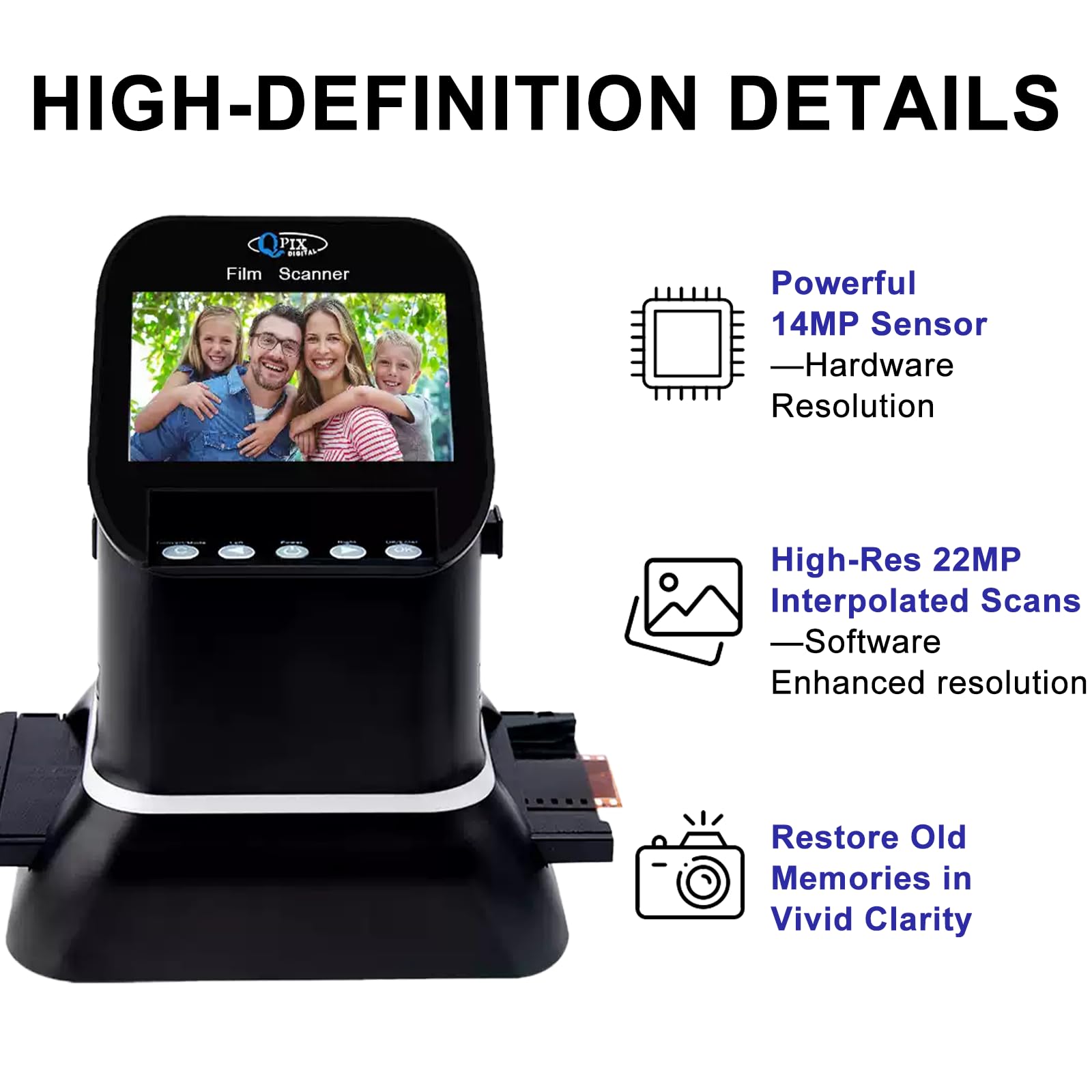 Scanner Digitale per Diapositive e Negativi all-in-1 | Scansione Pellicole e Diapositive; Conversione Rapida in JPEG Digitale; Convertitore Fotografico Standalone
