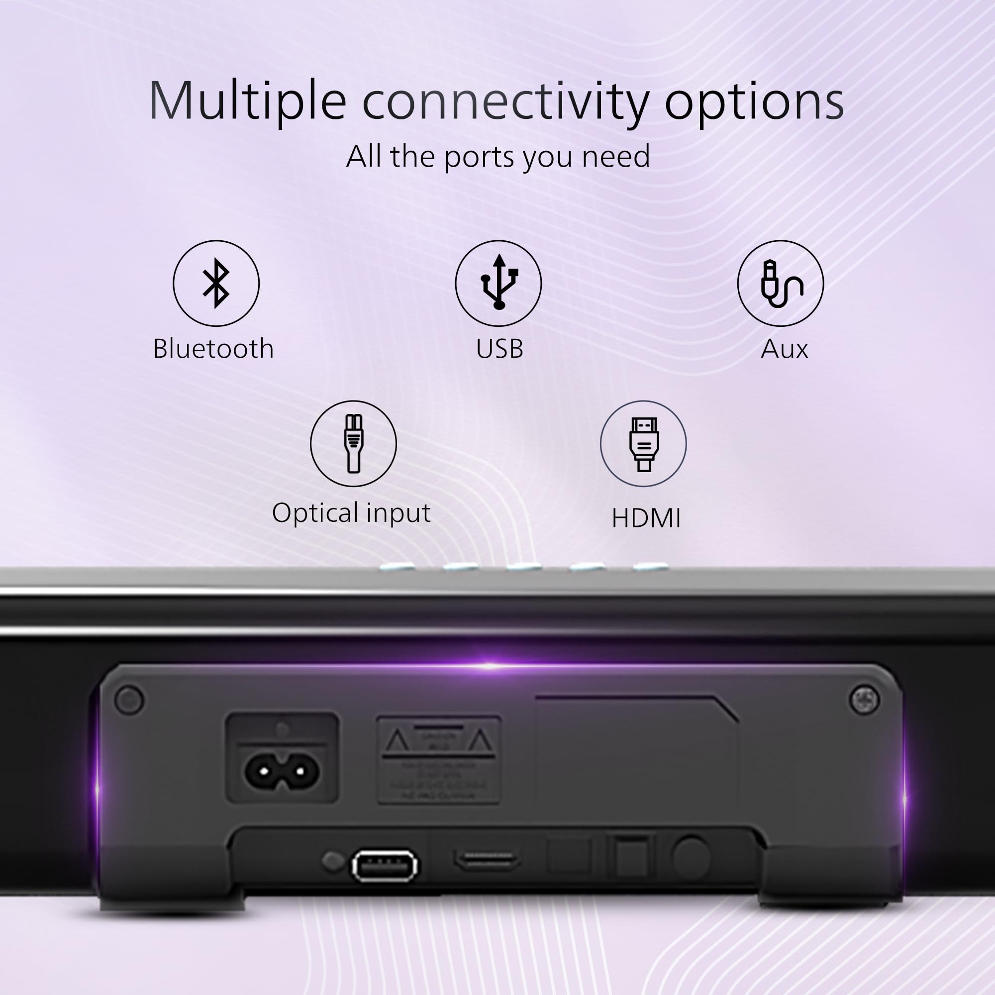 Philips 2.1 Ch 160 W Max wired subwoofer with Bluetooth, USB, HDMI,Optical, Aux