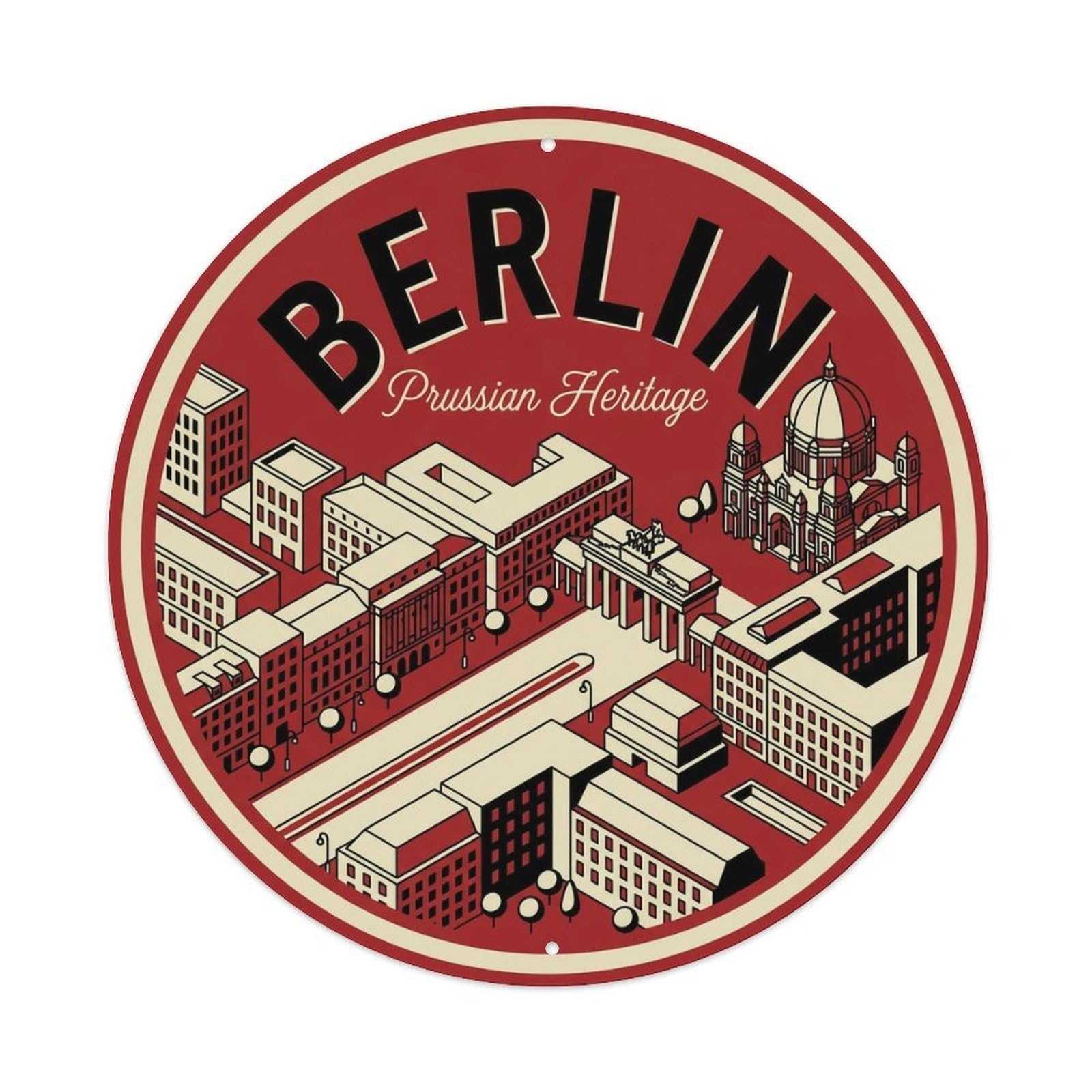 Yrnq 8X8inch Vintage Style Vintage Travel Berlin Germany Avenue 1 Metal Tin Sign