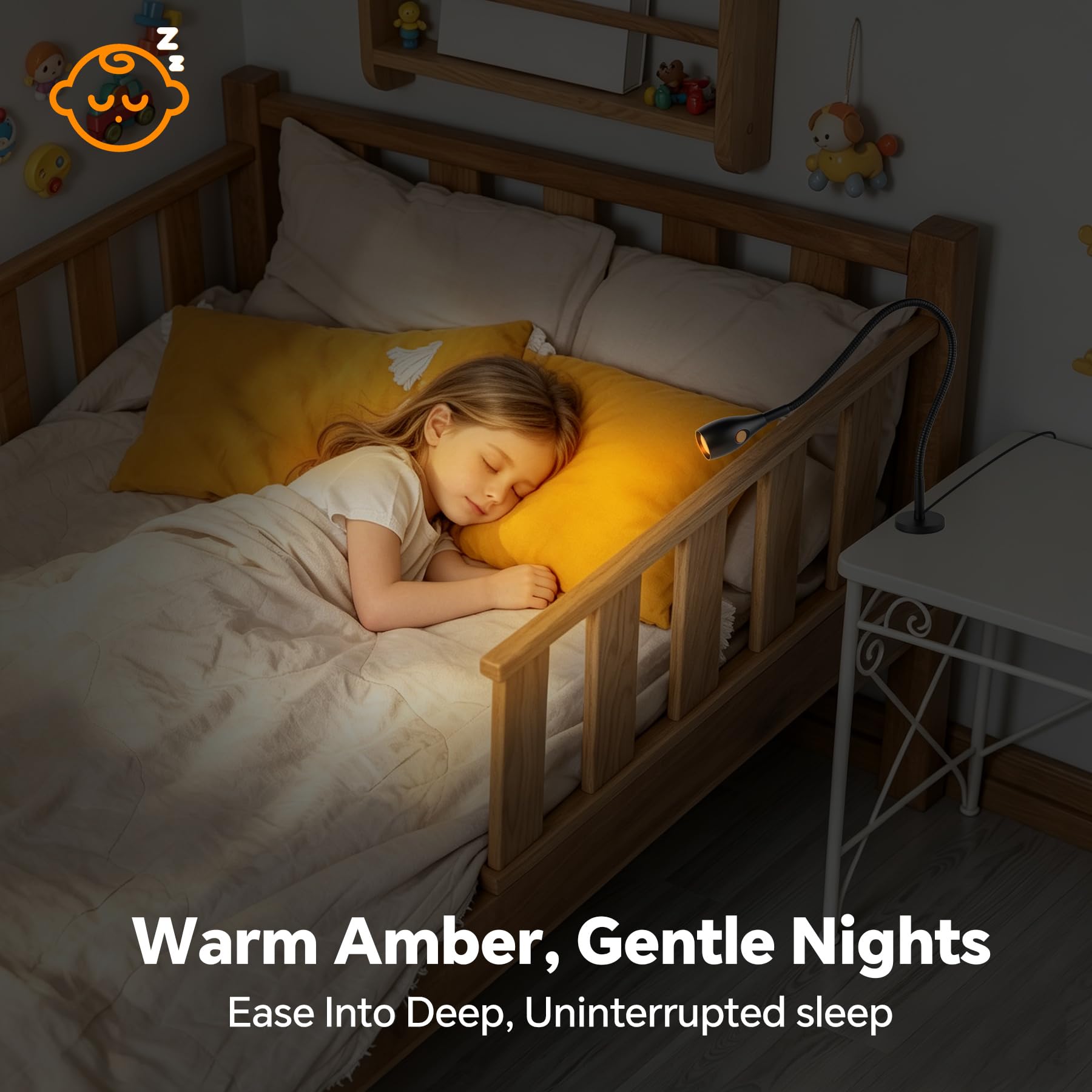 acegoo Magnetische Leselampe, Vollmetall Bett Lampe mit Flexible für Nachttisch und Buch Dimmbar, praktischer Schalter am Lampenkopf, 3000K/Amber LED CRI 90 (Schwarz)