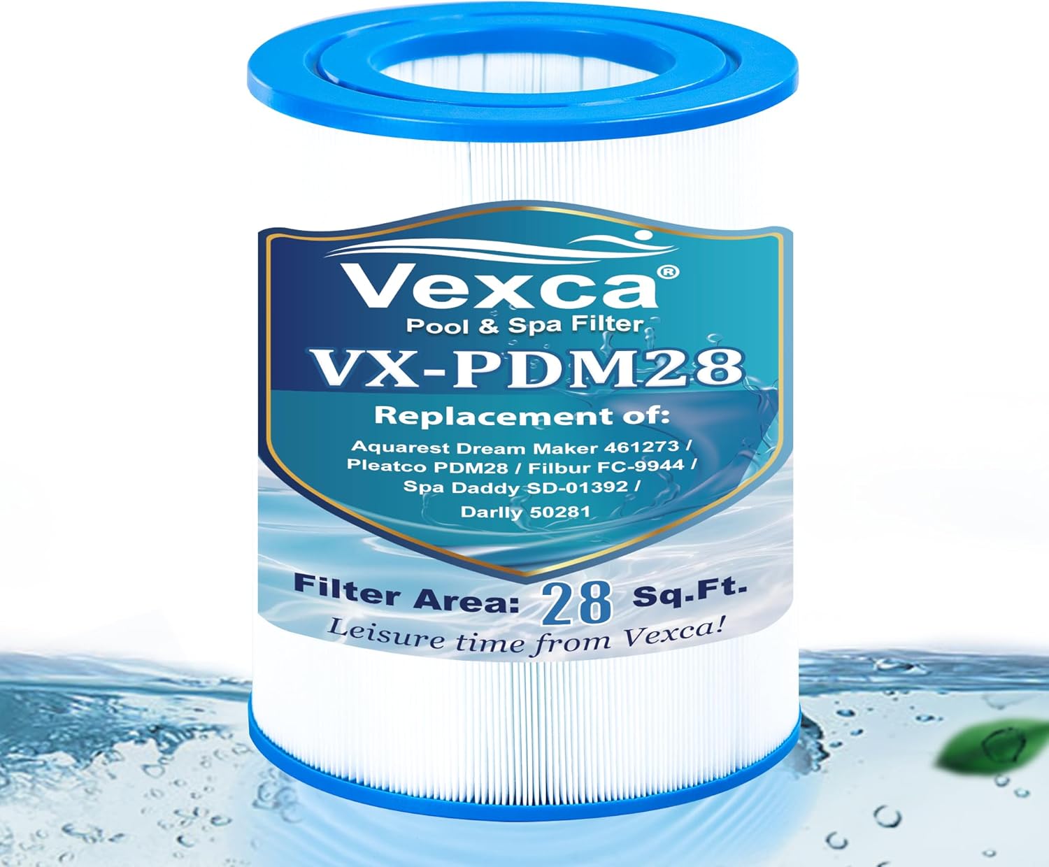 Vexca® PBF50-F2S Spa Filter Compatible with Aquarest Dream Maker 461273, Pleatco PDM28, FC-9944, SD-01392, 28 Sq.Ft Hot Tub Filte, 2 Pack