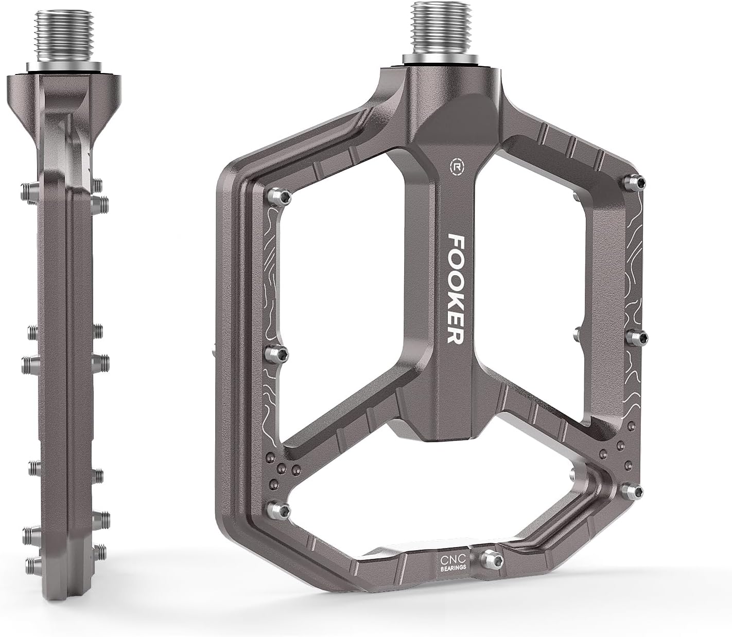 FOOKER Bike Pedals,Aluminum 9/16" Sealed Bearing Bicycle Pedals Lightweight Wide Flat Platform for Road Mountain BMX MTB Bike