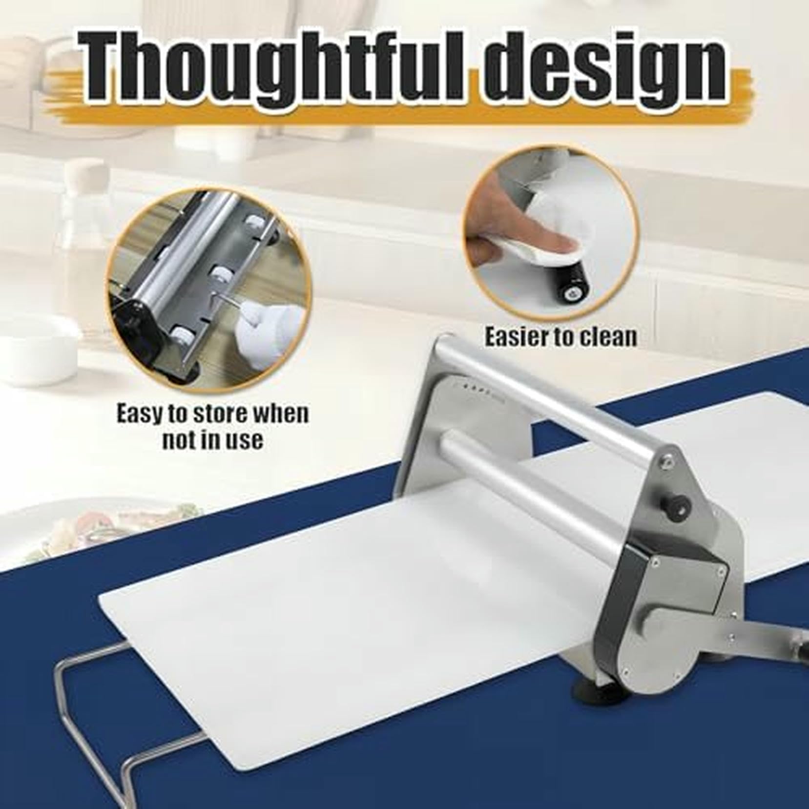 Máquina laminadora de masa, laminadora para repostería y hornear, grosor ajustable, fácil de usar, ideal para chefs domésticos y profesionales