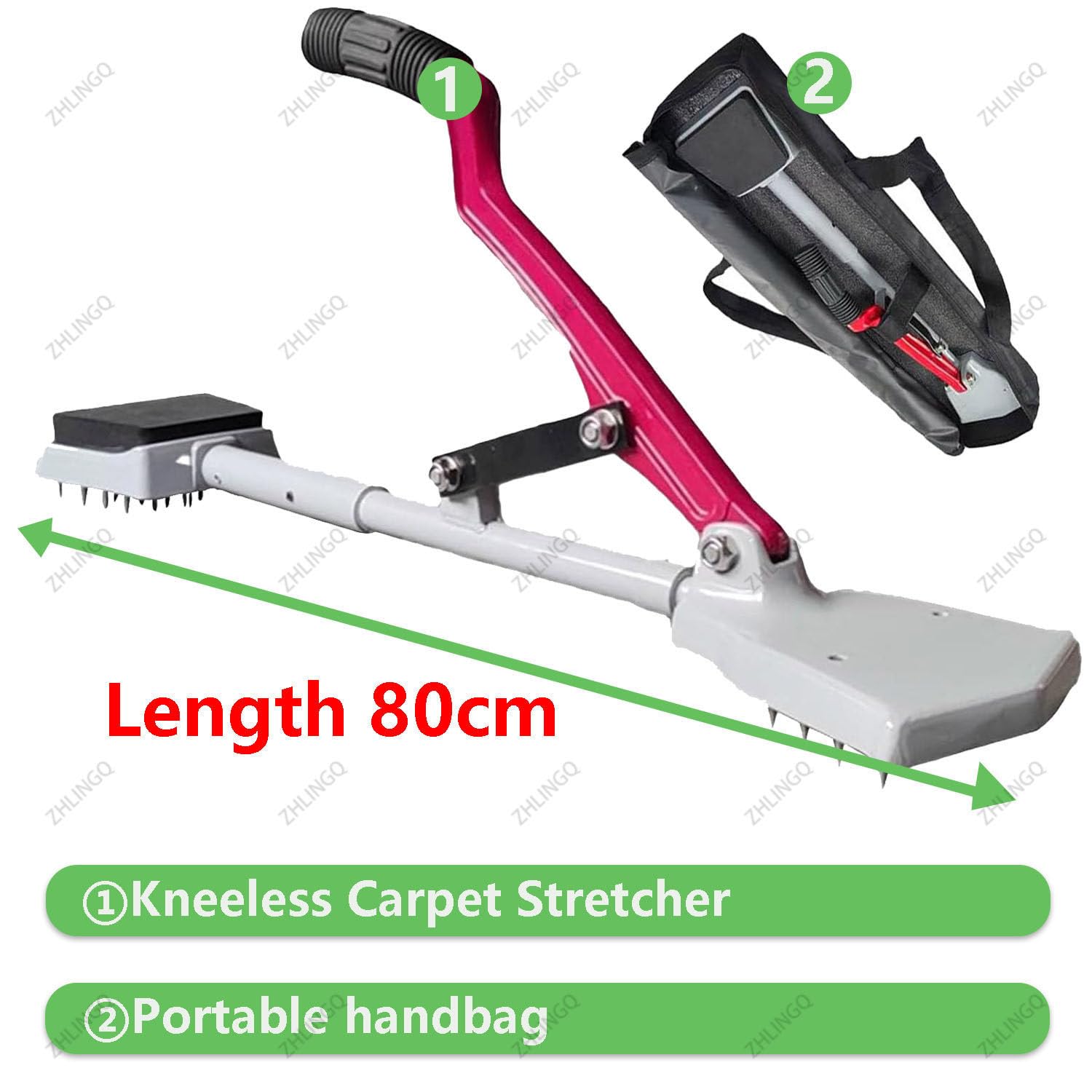 Outil pour Tapis sans Genou, Tendeur De Tapis sans Genou, Kit D'outils Ergonomique pour Tendeur De Tapis, Kit D'outils D'installation De Tapis avec Poignée Télescopique Et Base Rembourrée
