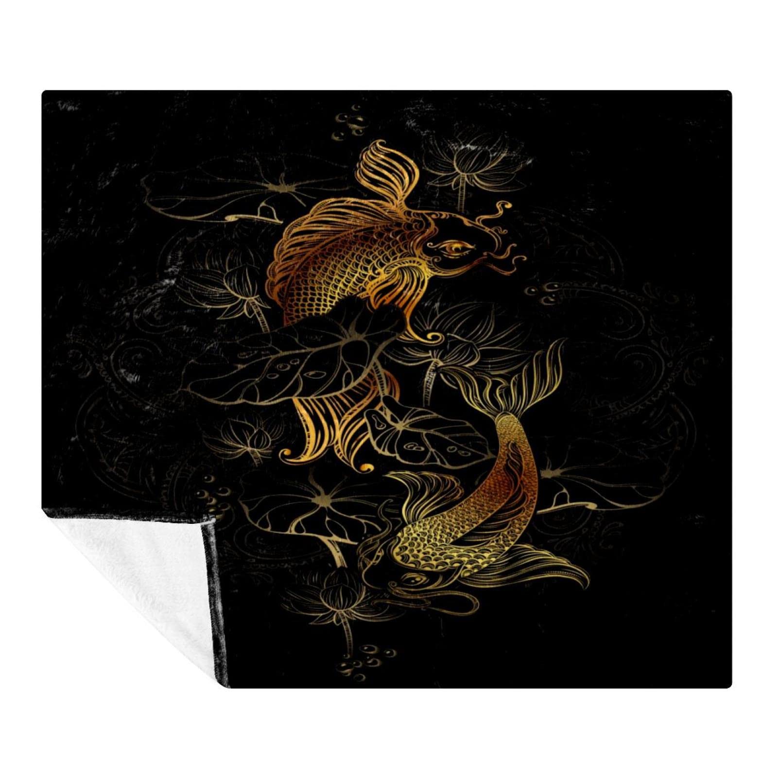 Couverture douce lit microfibre Golden Koi plaid polaire léger adulte enfant 150x200cm
