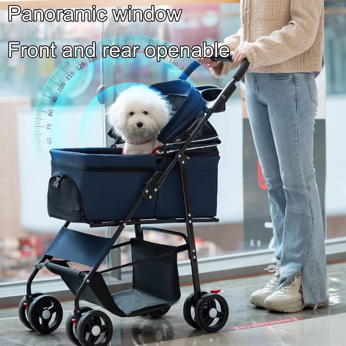 Wózek dla psa, składany wózek dla psa i kota, wózek do spacerowania dla zwierząt,lekki wózek dla psa z koszem do przechowywania i uchwytem na kubek dla średnich i małych psów Koty