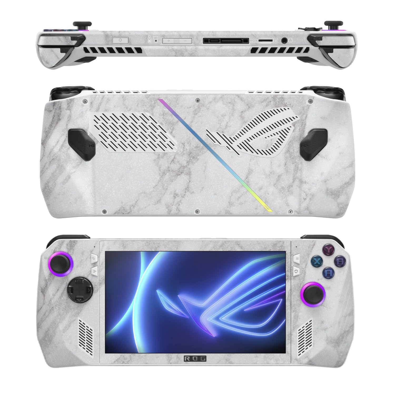 MightySkins Glossy Glitter Skin Compatible with Asus ROG Ally - Frost Marble | Protective, Durable High-Gloss Glitter Finish | Easy to Apply