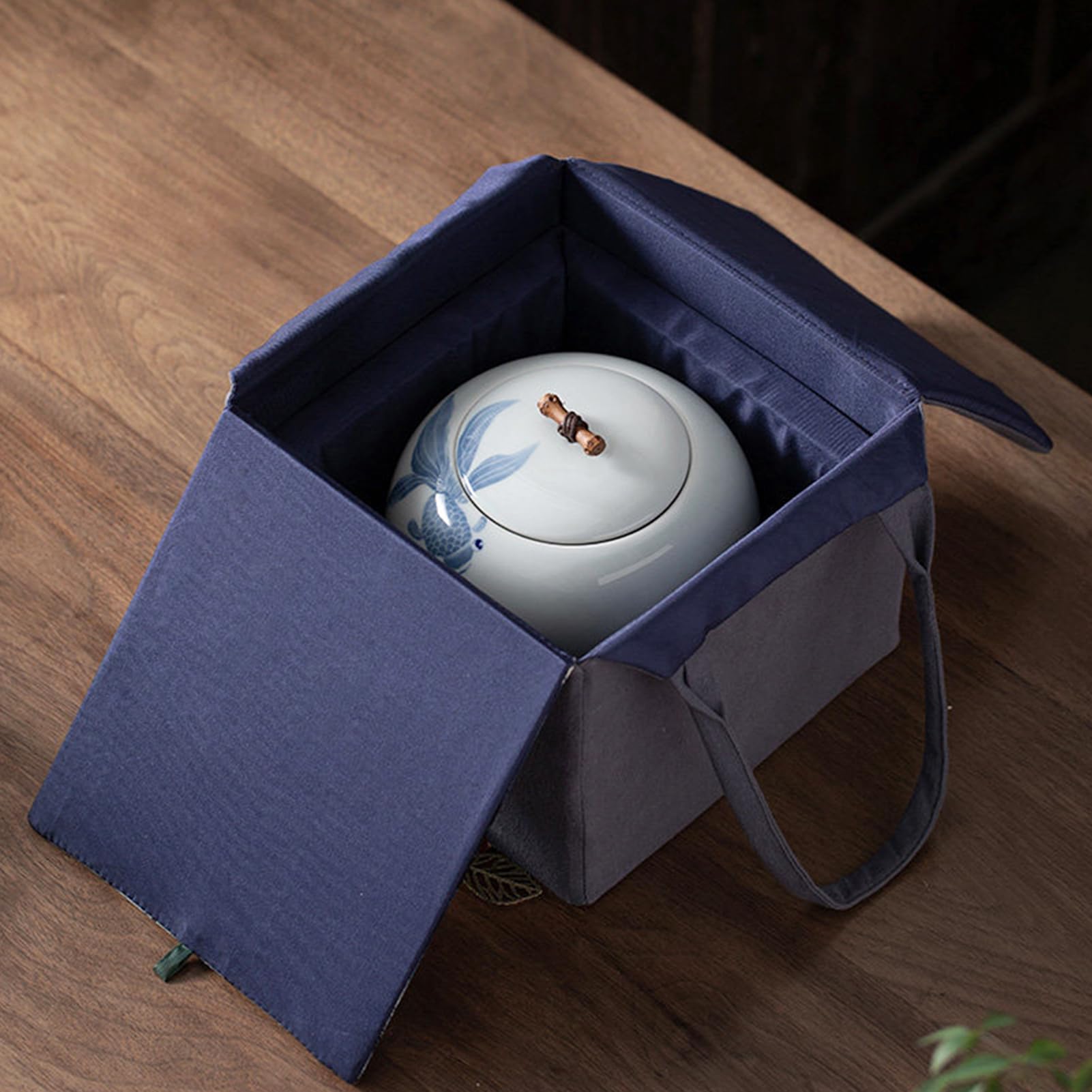 Dxcaicc Keramik-Teedose Mit Deckel Kaffeebohnen Geschenkbox-Set Kleine Blau-Weiße Muster 2 Stück 33Oz Luftdichter Aufbewahrungsbehälter Für Wohnkultur