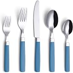 ANNOVA 20 Pièces en acier inoxydable Ensemble plat/couvert - Poignées de couleur - 4 x Fourches à dîner, 4 x Fourches de salade, 4 x Couteaux de dîner, 4 x Des cuillères à soupe, 4 x Dessert Spoons (crème, 20 Pièces)