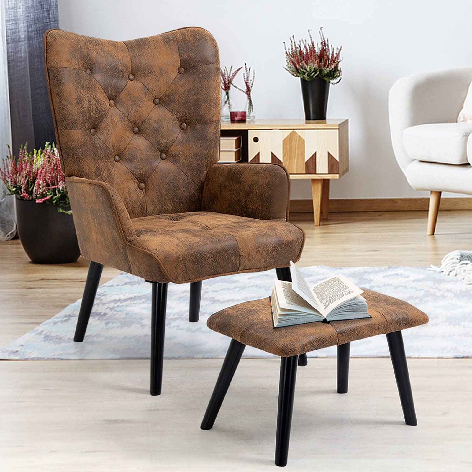 Buy ECOTOUGE WingBack Chair with Footrest(AntiSkid Feet Caps), Modern