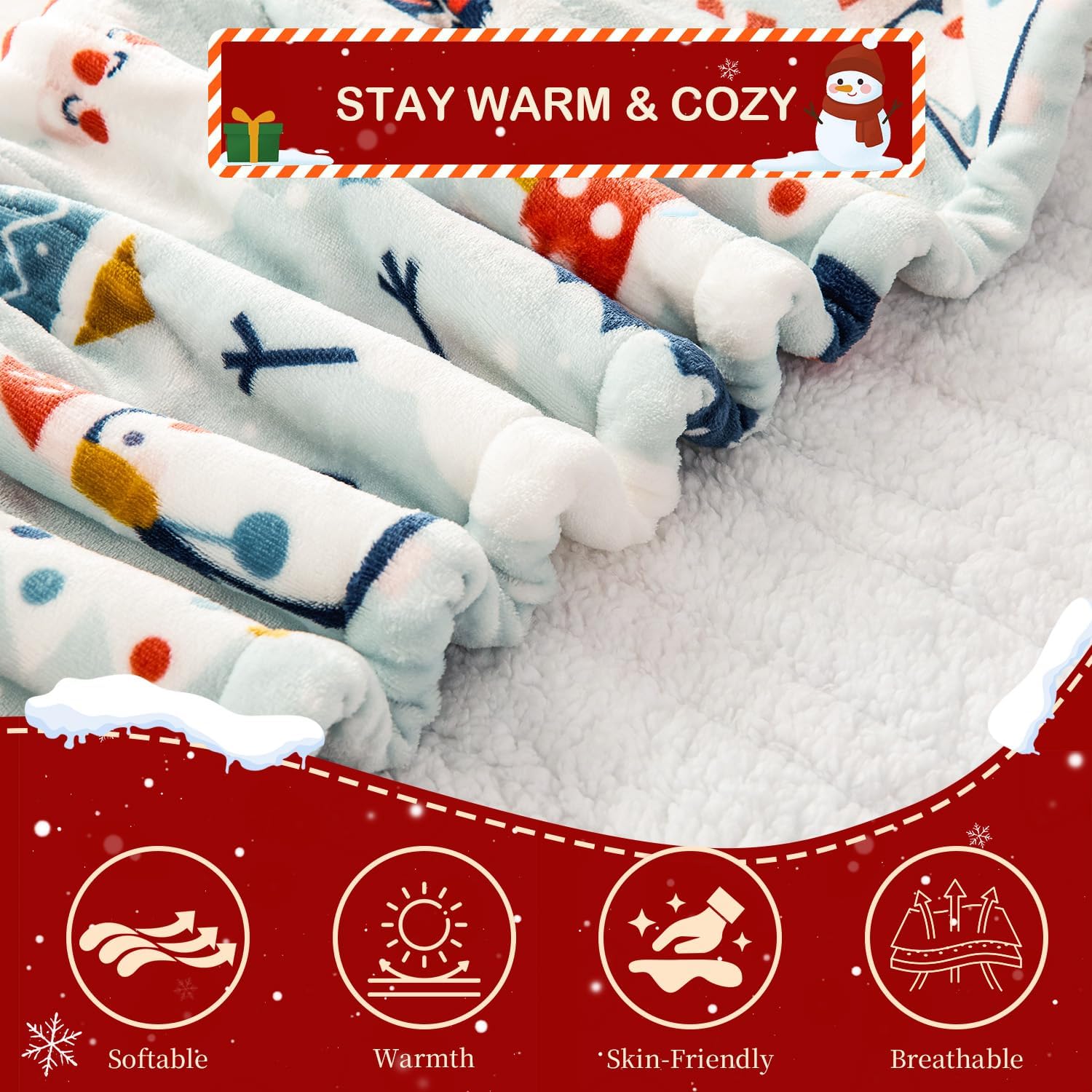 Electric Heated Blanket Throw 50x60Inch Cute Print Heating Blanket Warm Gift for Women 5 Heat Levels & 12 Hours Auto-Off, Cozy Soft Fleece Sherpa, Machine Washable,ETL&FCC